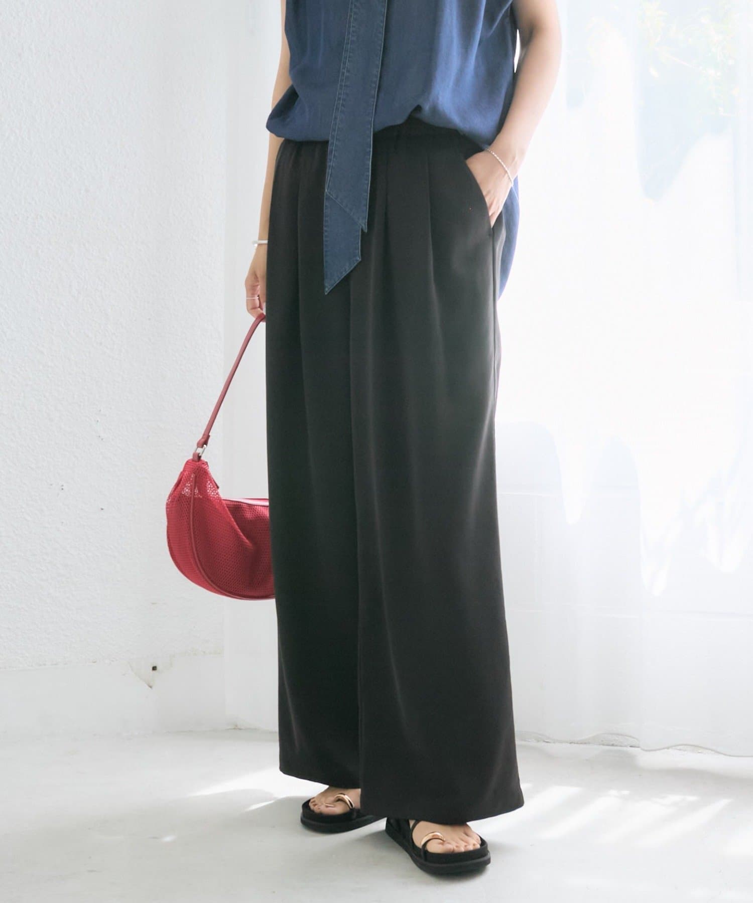 RIVE DROITE(リヴドロワ) 【A・MONN】【セットアップ着用可能/接触冷感/防シワ機能】suttoワイドパンツ