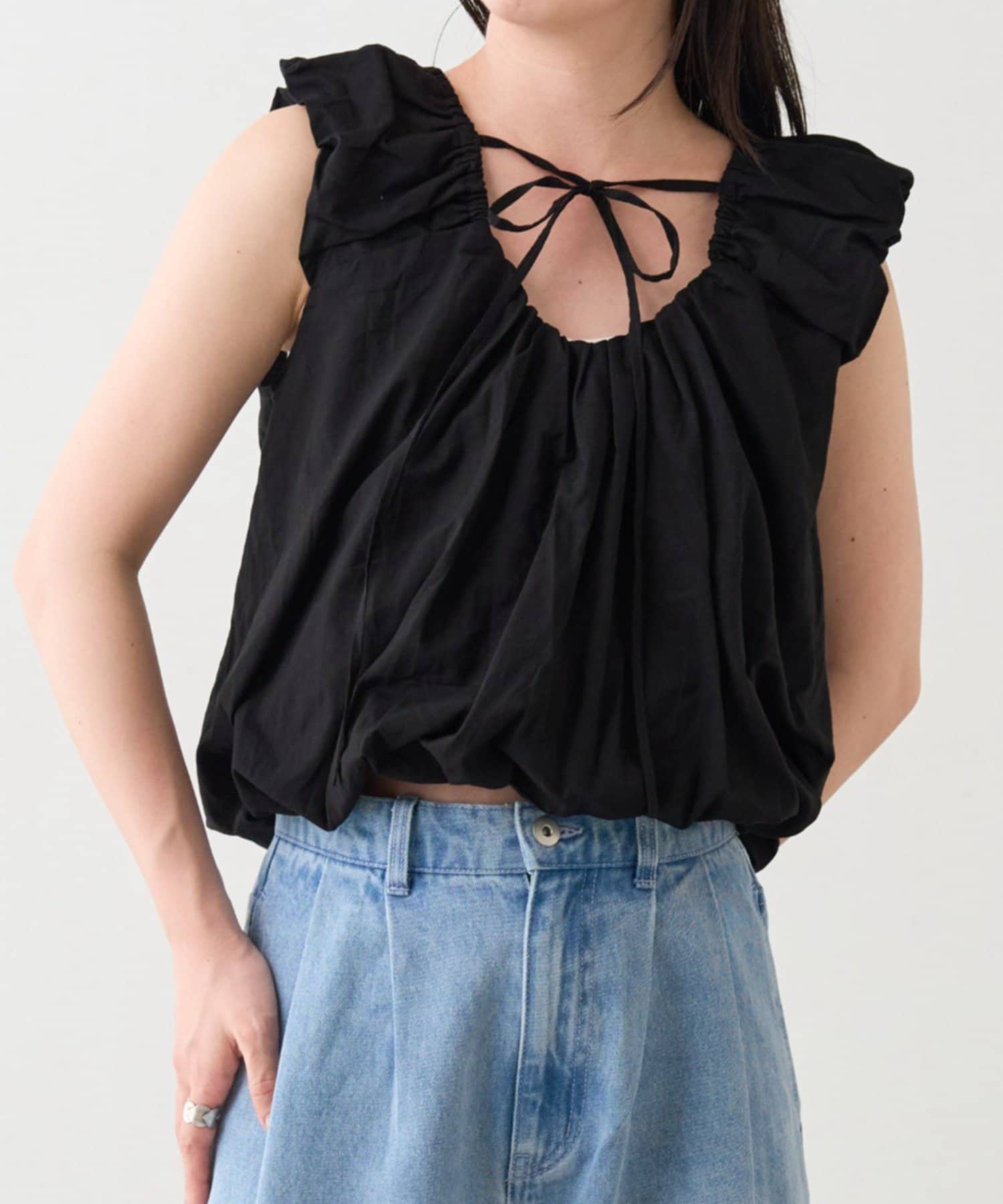 Kastane(カスタネ) 【前後2WAY】B バルーンバックリボントップス