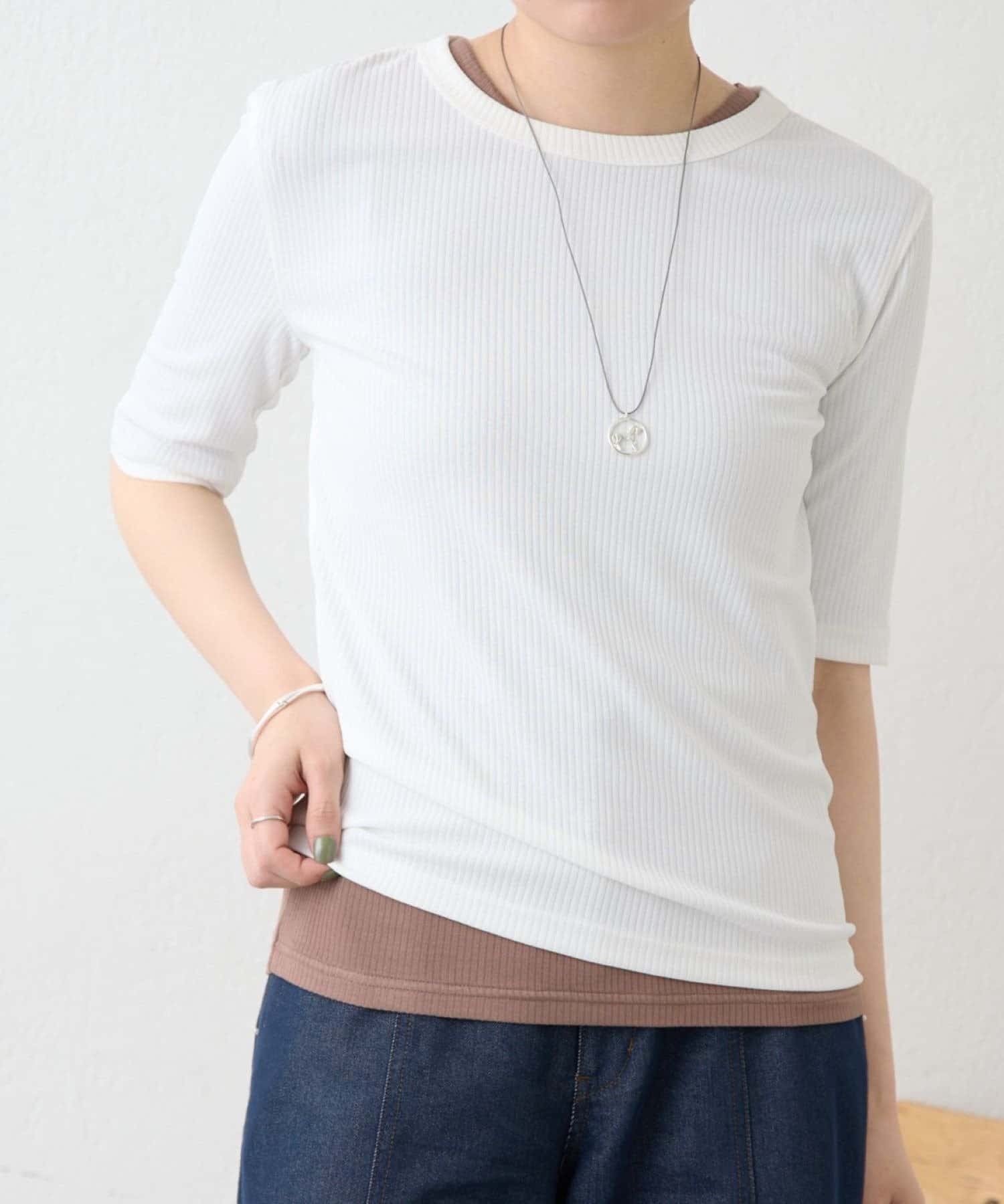 ear PAPILLONNER(イア パピヨネ) 《着回し力抜群/2点セット/別々にも着れる/ストレッチ》セットリブTシャツ【SUM1 STYLE(スミスタイル)】