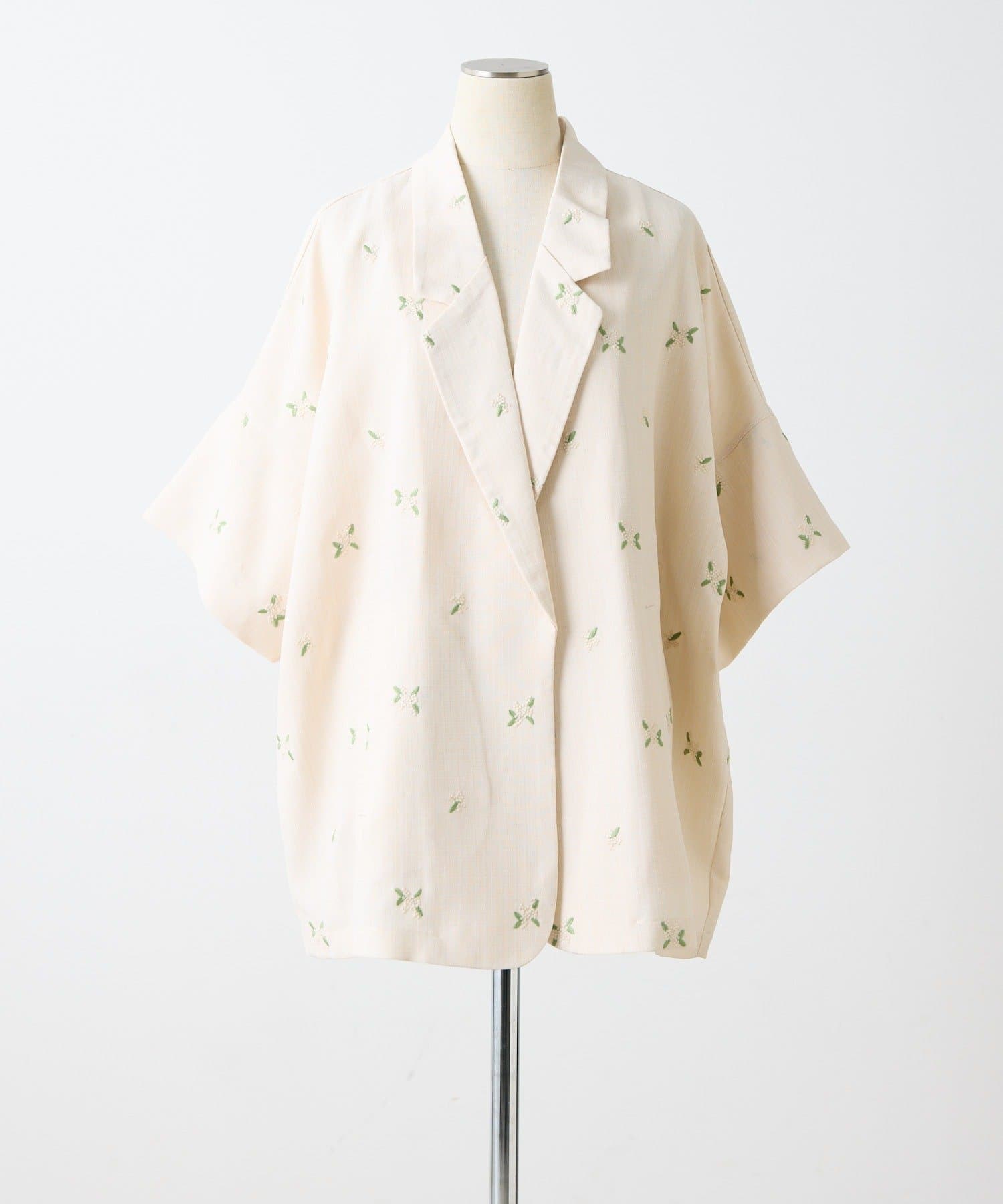 ear PAPILLONNER(イア パピヨネ) 《軽量アウター/二の腕＆ヒップカバー》花柄半袖ジャケット【SUM1 STYLE(スミスタイル)】