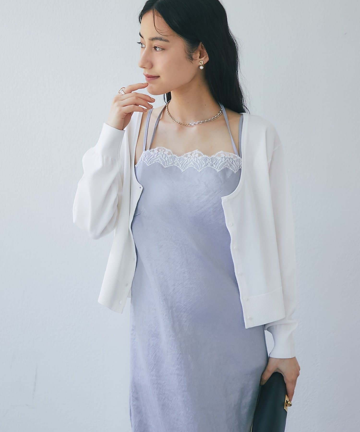 La boutique BonBon(ラブティックボンボン) クールタッチUVラウンドネックカーディガン