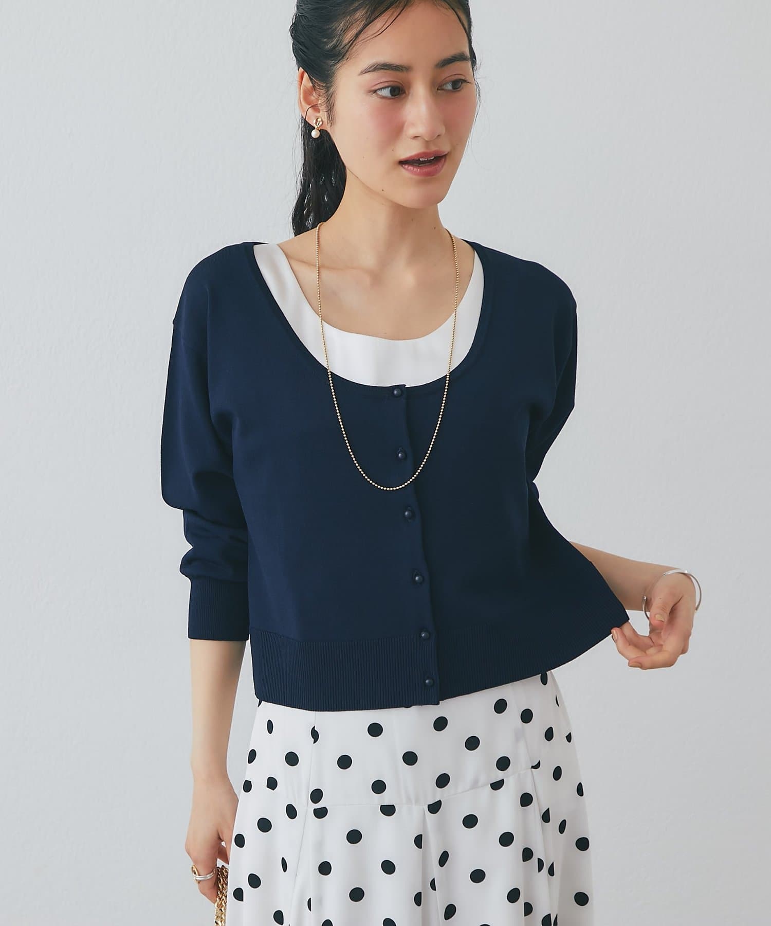 La boutique BonBon(ラブティックボンボン) クールタッチUVラウンドネックカーディガン