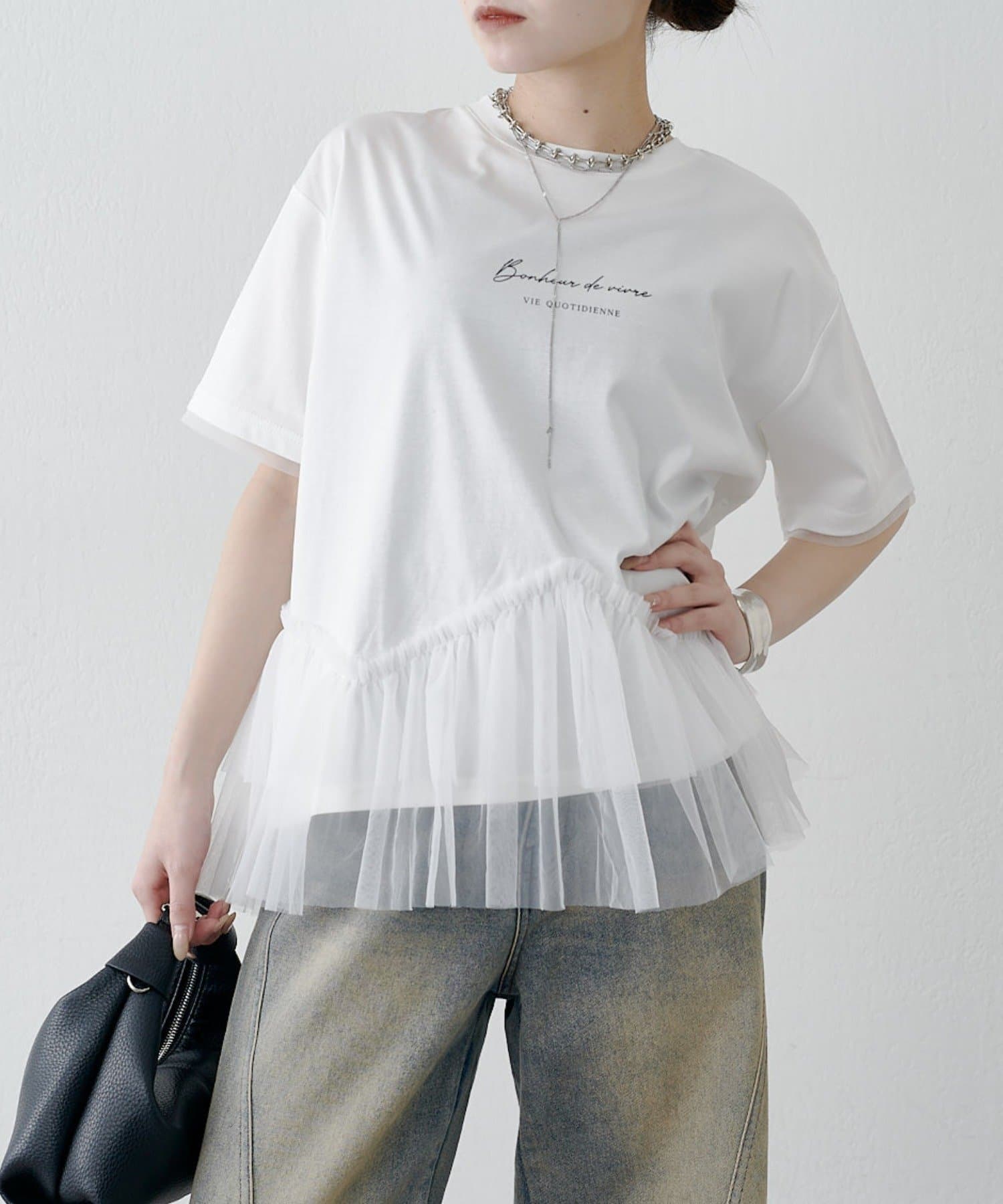 Lui's(ルイス) チュールドッキングティアードプルオーバーTシャツ