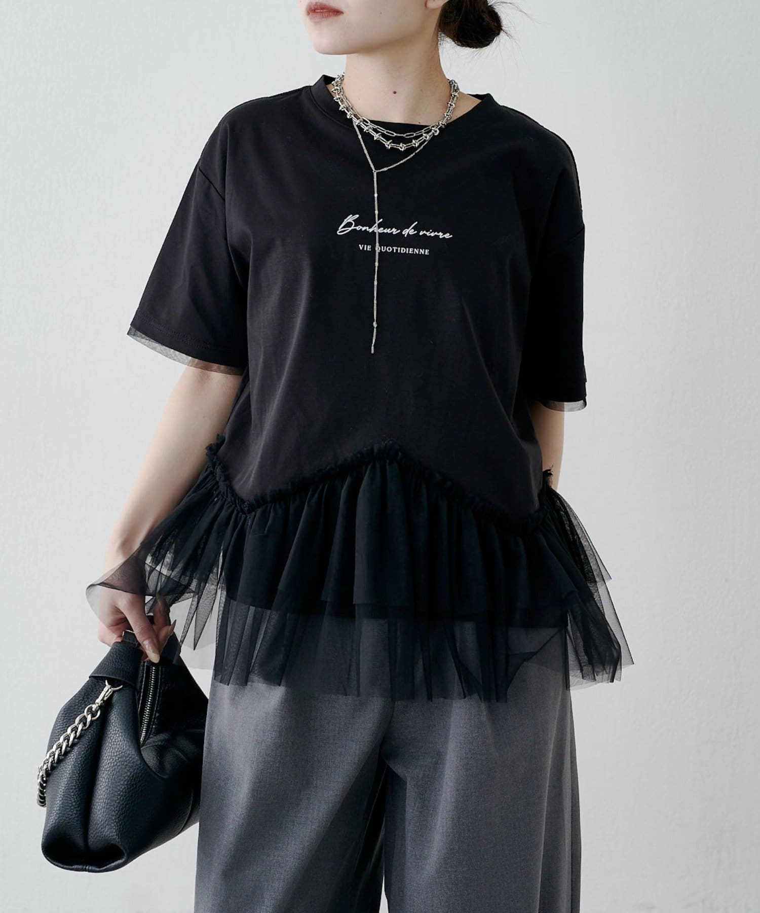 Lui's(ルイス) チュールドッキングティアードプルオーバーTシャツ