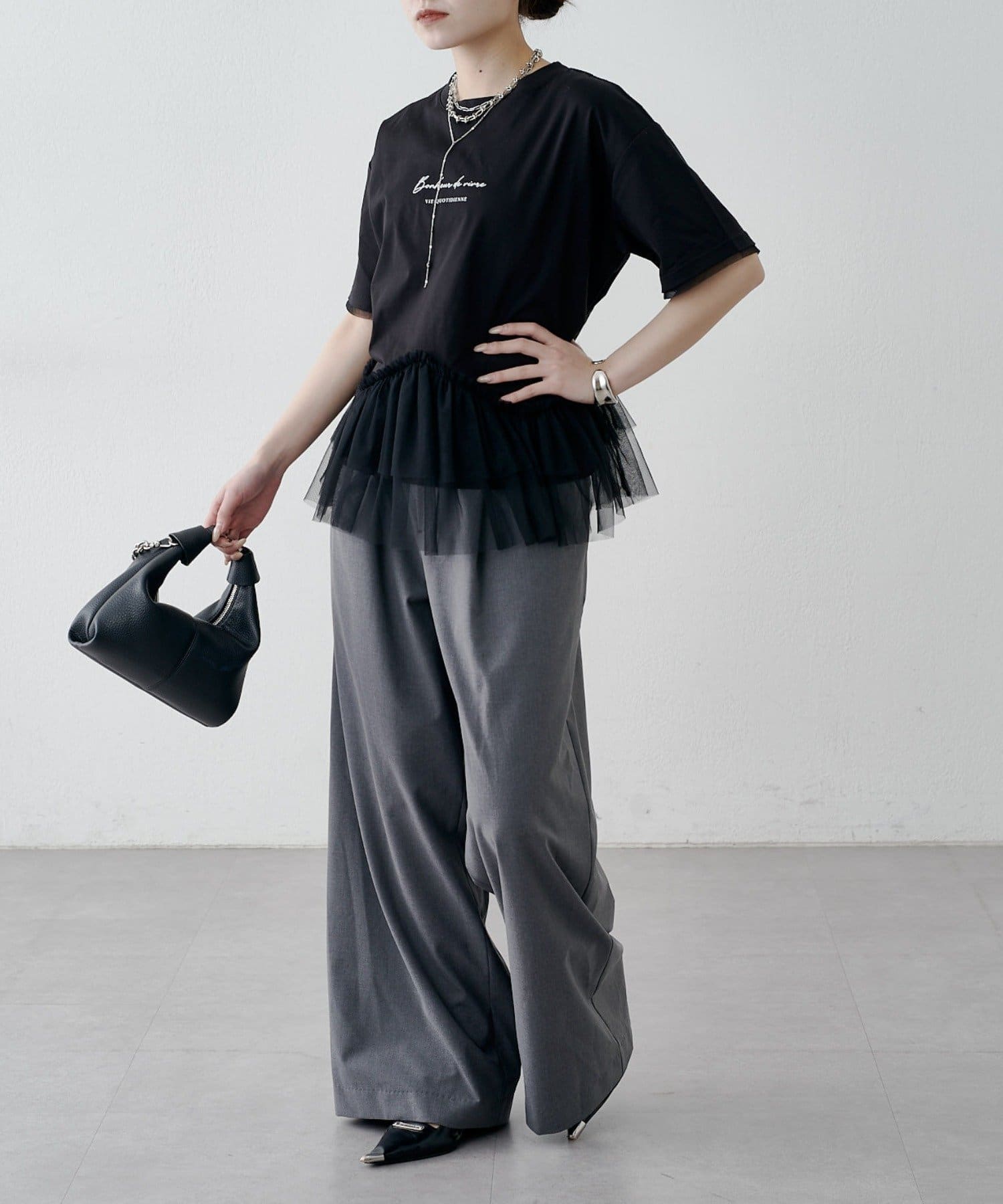 Lui's(ルイス) チュールドッキングティアードプルオーバーTシャツ