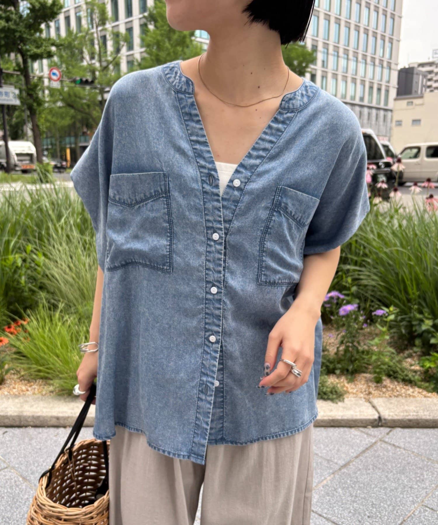 Jena　espace merveilleux(ジェナ　エスパスメルヴェイユ) テンセルフレンチシャツ