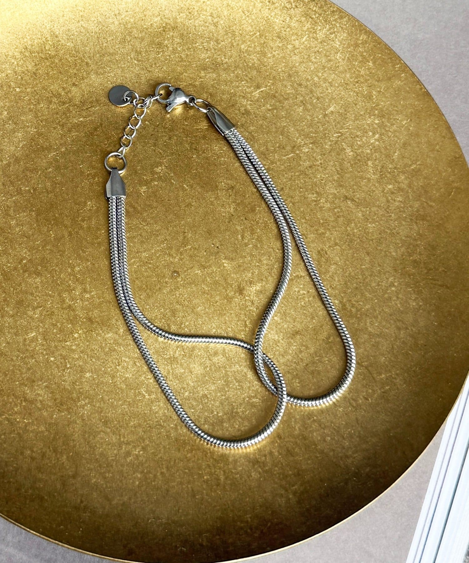 CPCM(シーピーシーエム) ステンレスダブルチェーンブレスレット