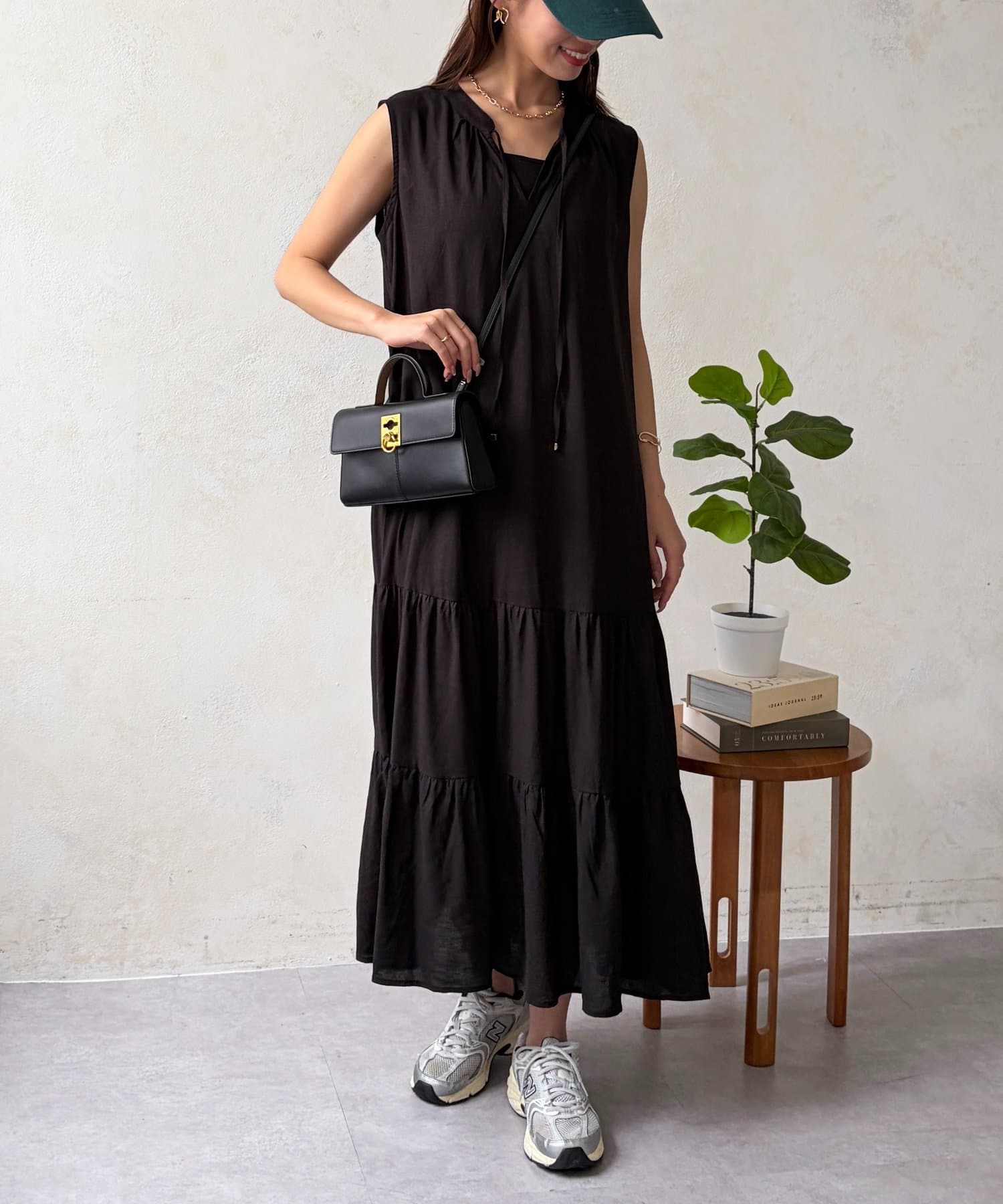 Chez toi(シェトワ) リネンスキッパーティアードワンピース