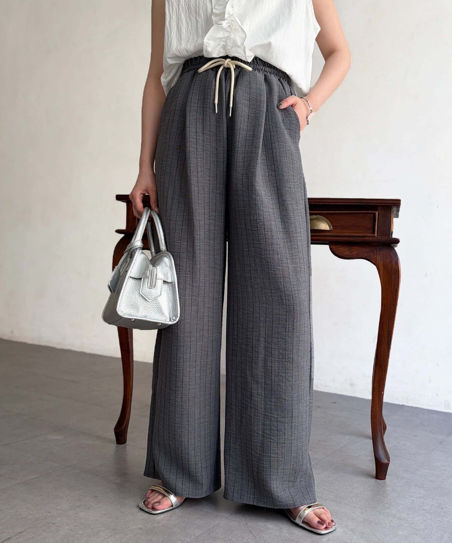 Chez toi(シェトワ) ストライプイージーパンツ