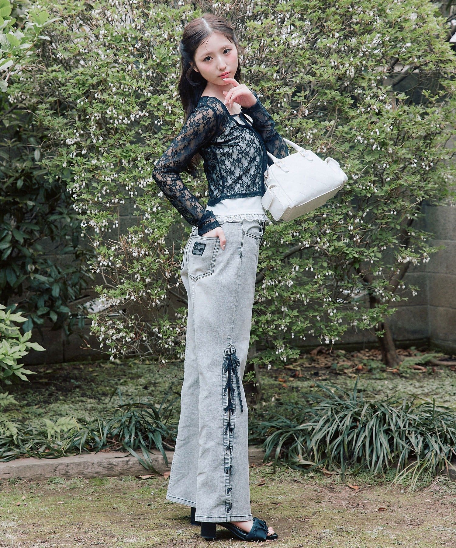 OLIVE des OLIVE(オリーブ デ オリーブ) レースカーデ＋キャミセット