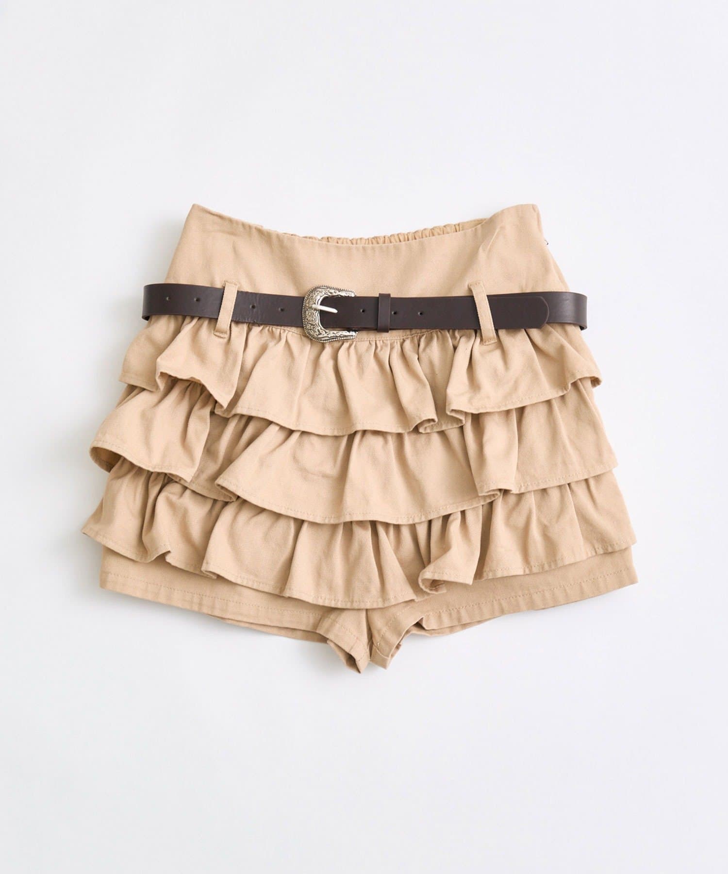 OLIVE des OLIVE(オリーブ デ オリーブ) 合皮ベルト付きフリルショートパンツ