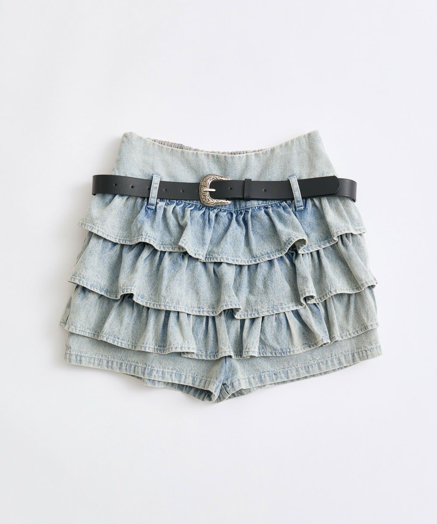 OLIVE des OLIVE(オリーブ デ オリーブ) 合皮ベルト付きフリルショートパンツ