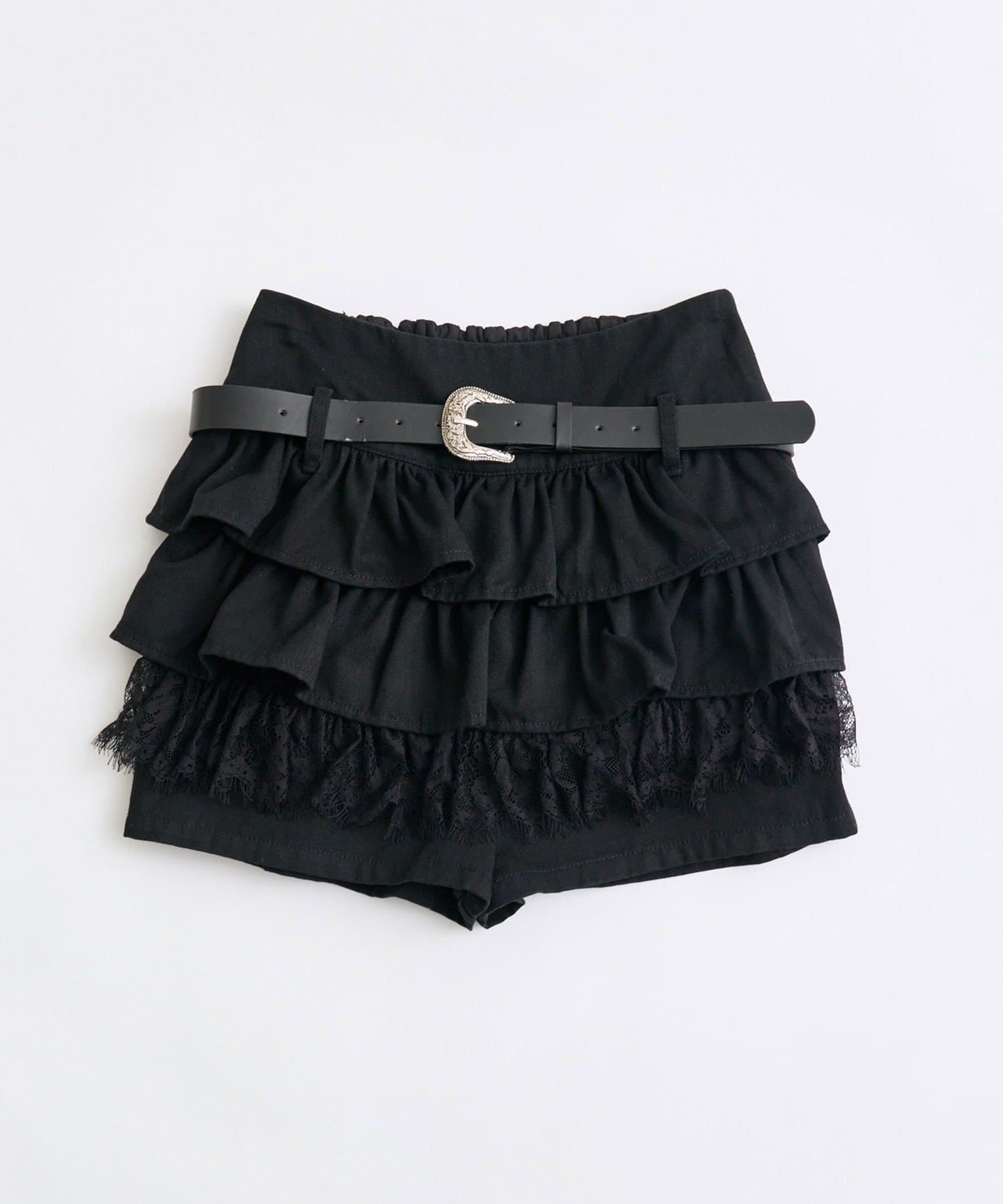 OLIVE des OLIVE(オリーブ デ オリーブ) 合皮ベルト付きフリルショートパンツ