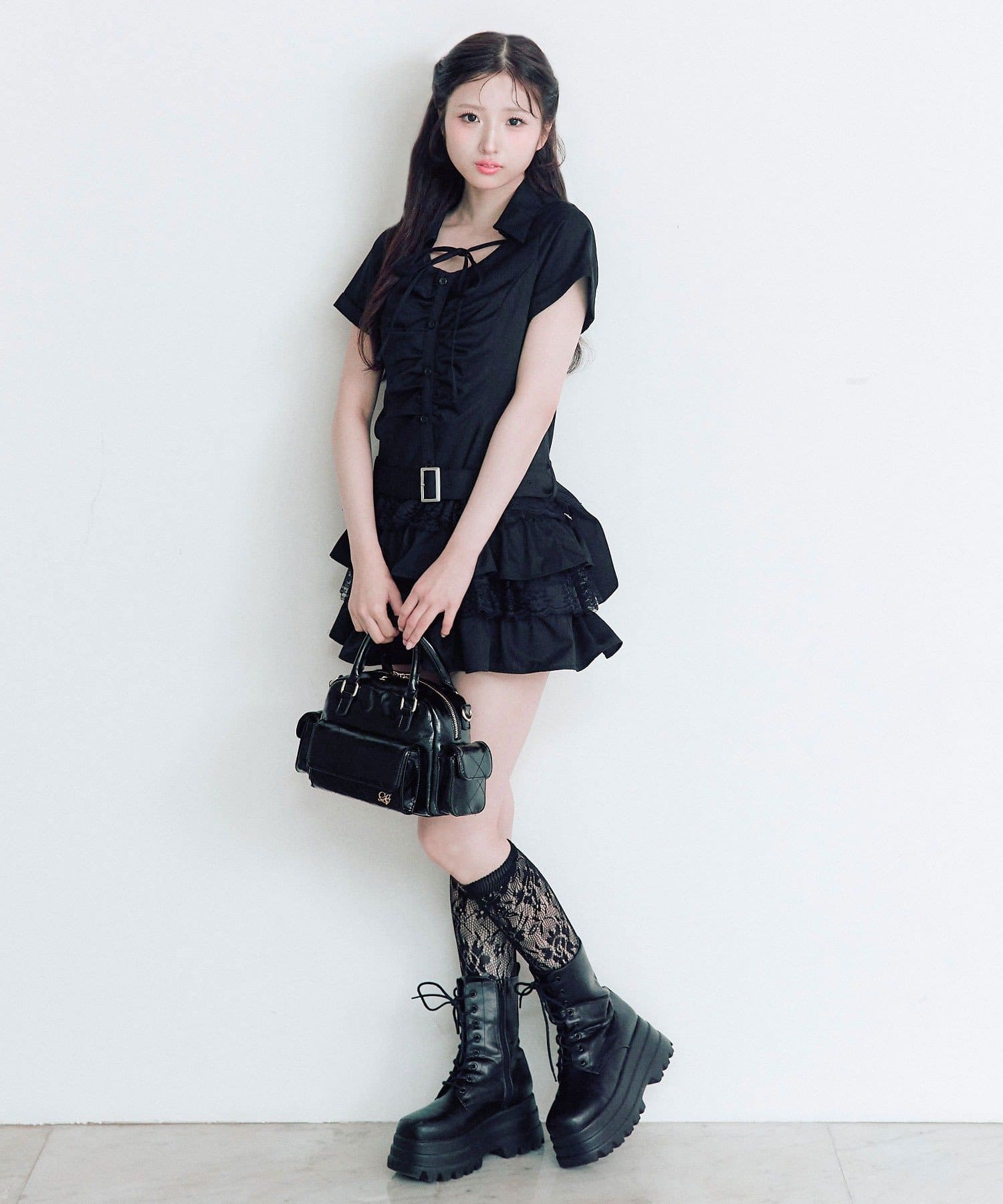 OLIVE des OLIVE(オリーブ デ オリーブ) ティアードシャツワンピ