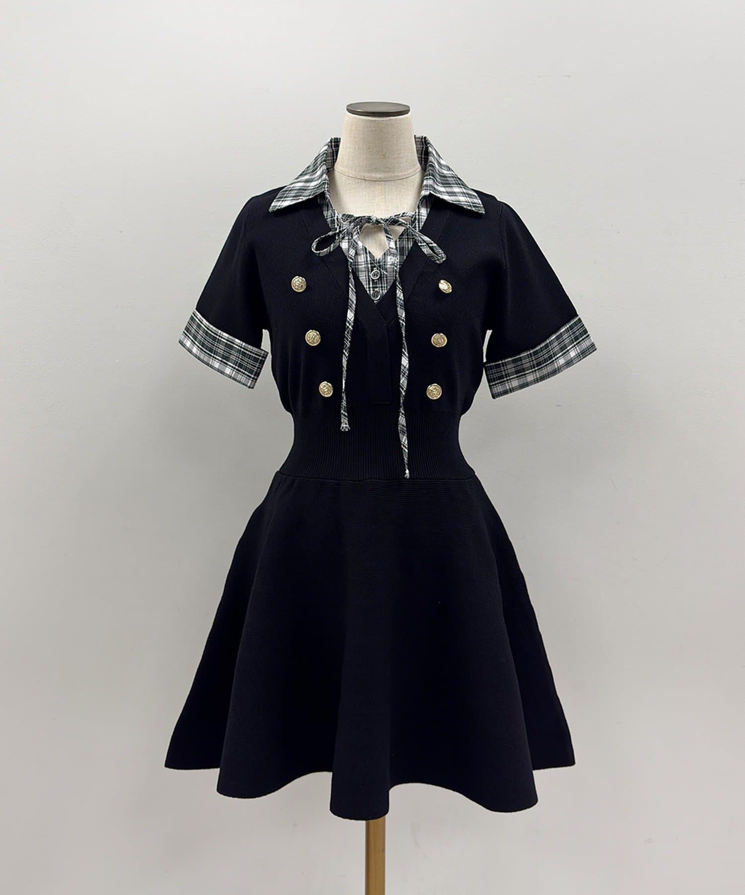 one after another NICE CLAUP(ワンアフターアナザー ナイスクラップ) シャツドッキング半袖ミニワンピース