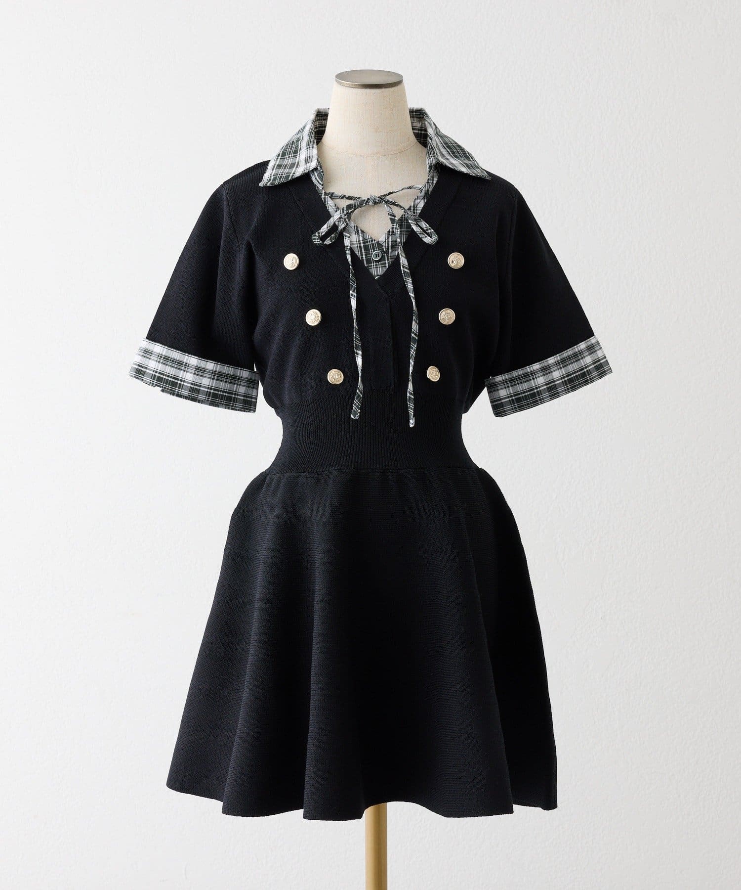 one after another NICE CLAUP(ワンアフターアナザー ナイスクラップ) シャツドッキング半袖ミニワンピース