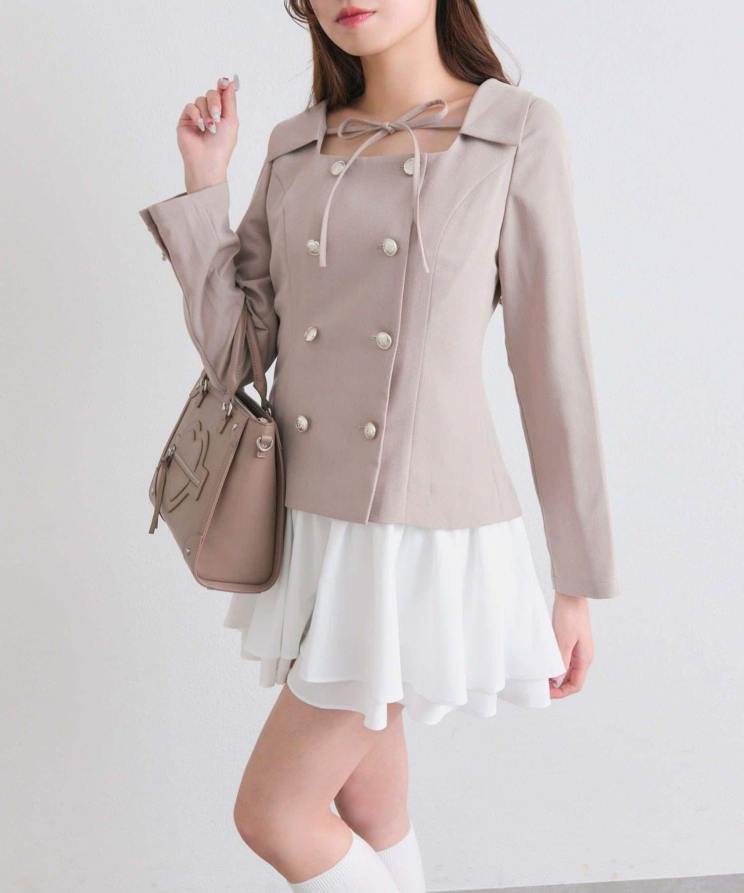 NICE CLAUP / OLIVE des OLIVE OUTLET(ナイスクラップ  / オリーブ デ オリーブ アウトレット) 【OLIVE des OLIVE】異素材ドッキングワンピース