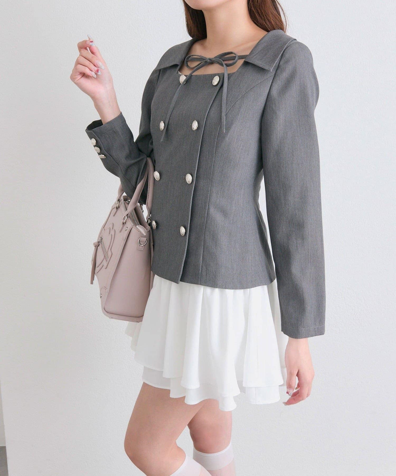 NICE CLAUP / OLIVE des OLIVE OUTLET(ナイスクラップ  / オリーブ デ オリーブ アウトレット) 【OLIVE des OLIVE】異素材ドッキングワンピース