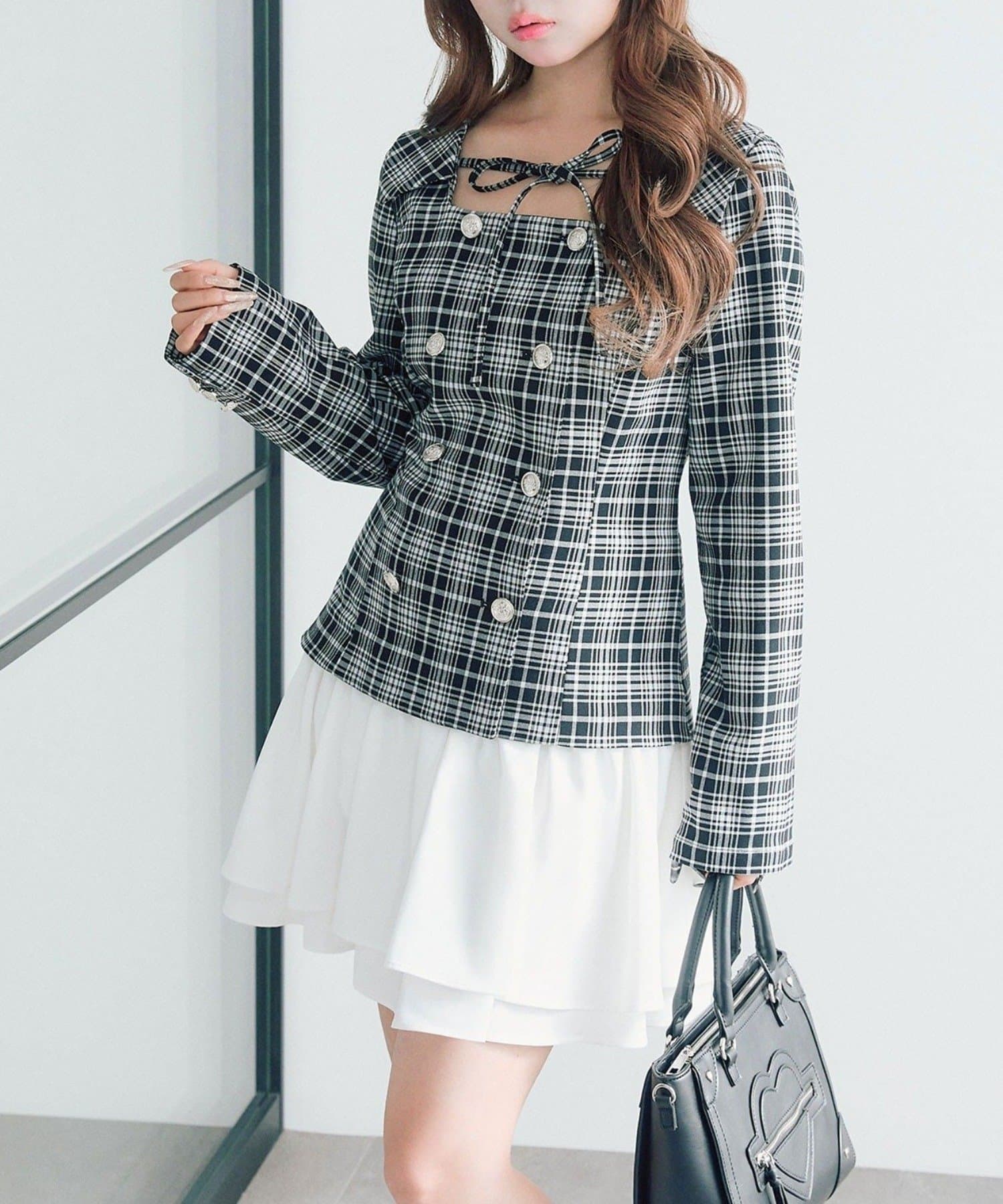 NICE CLAUP / OLIVE des OLIVE OUTLET(ナイスクラップ  / オリーブ デ オリーブ アウトレット) 【OLIVE des OLIVE】異素材ドッキングワンピース