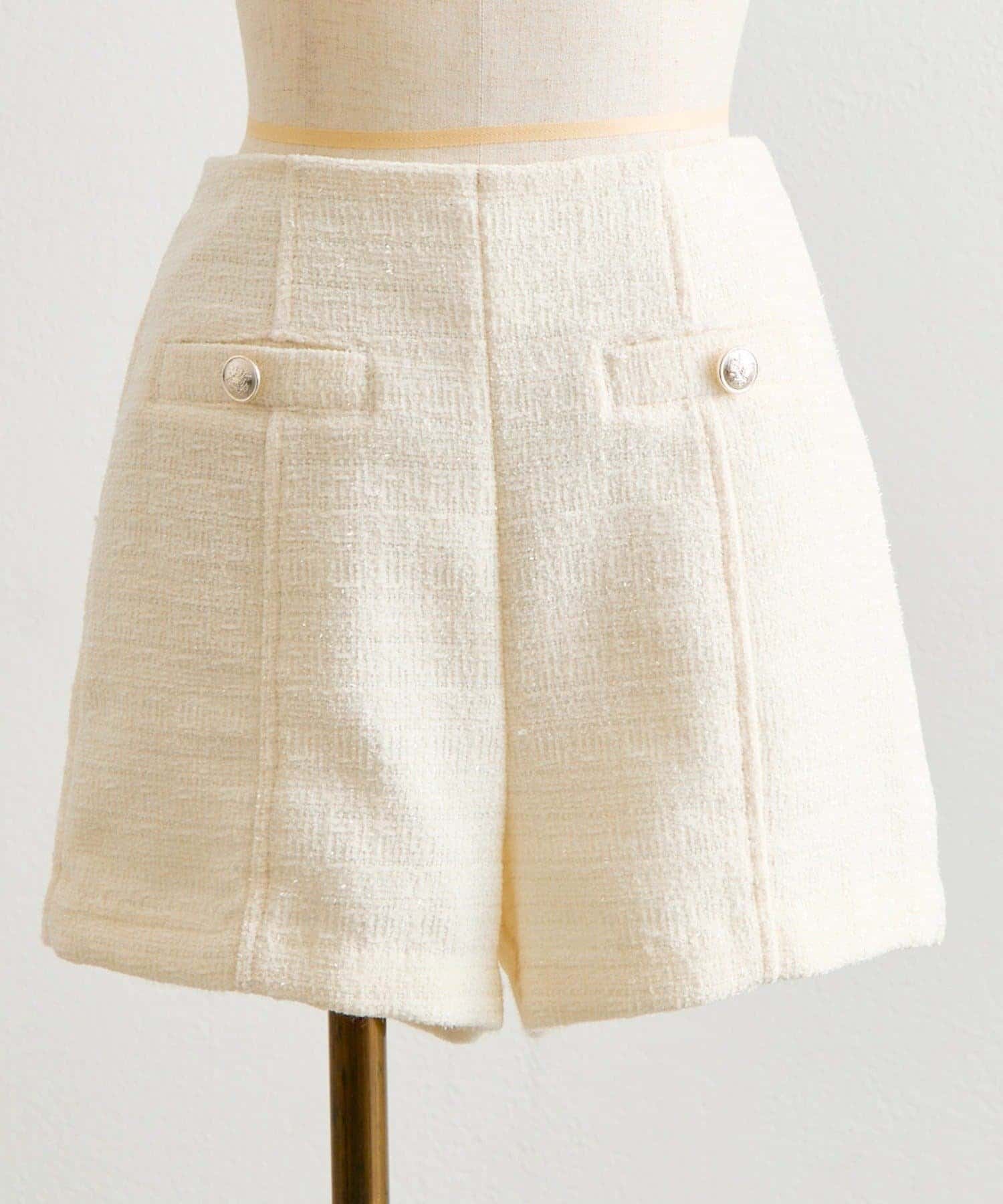 NICE CLAUP / OLIVE des OLIVE OUTLET(ナイスクラップ  / オリーブ デ オリーブ アウトレット) 【Belle Charme】ダブルボタンツイードショートパンツ