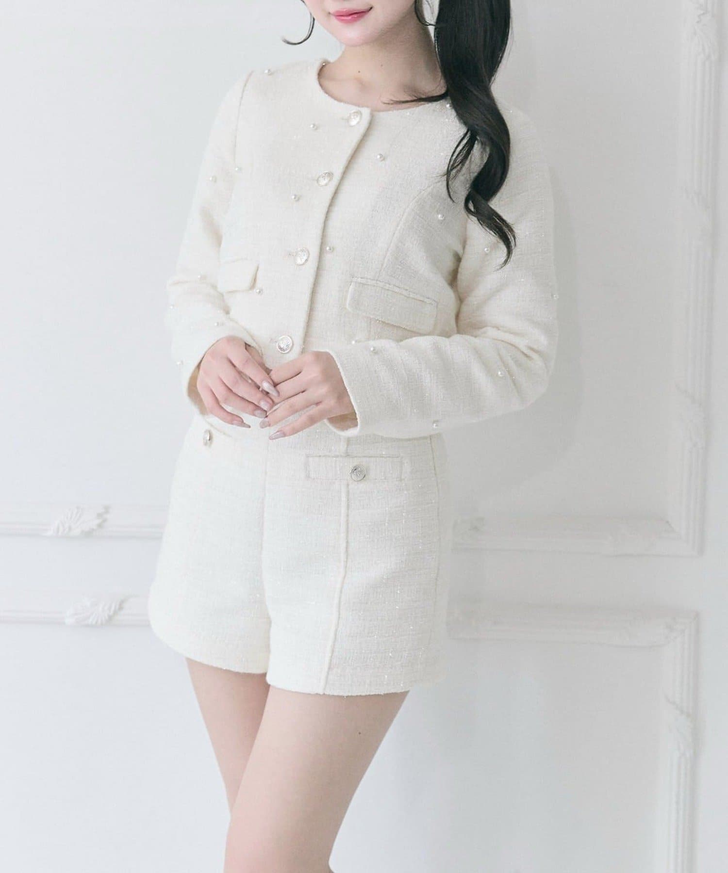 NICE CLAUP / OLIVE des OLIVE OUTLET(ナイスクラップ  / オリーブ デ オリーブ アウトレット) 【Belle Charme】パールツイードジャケット