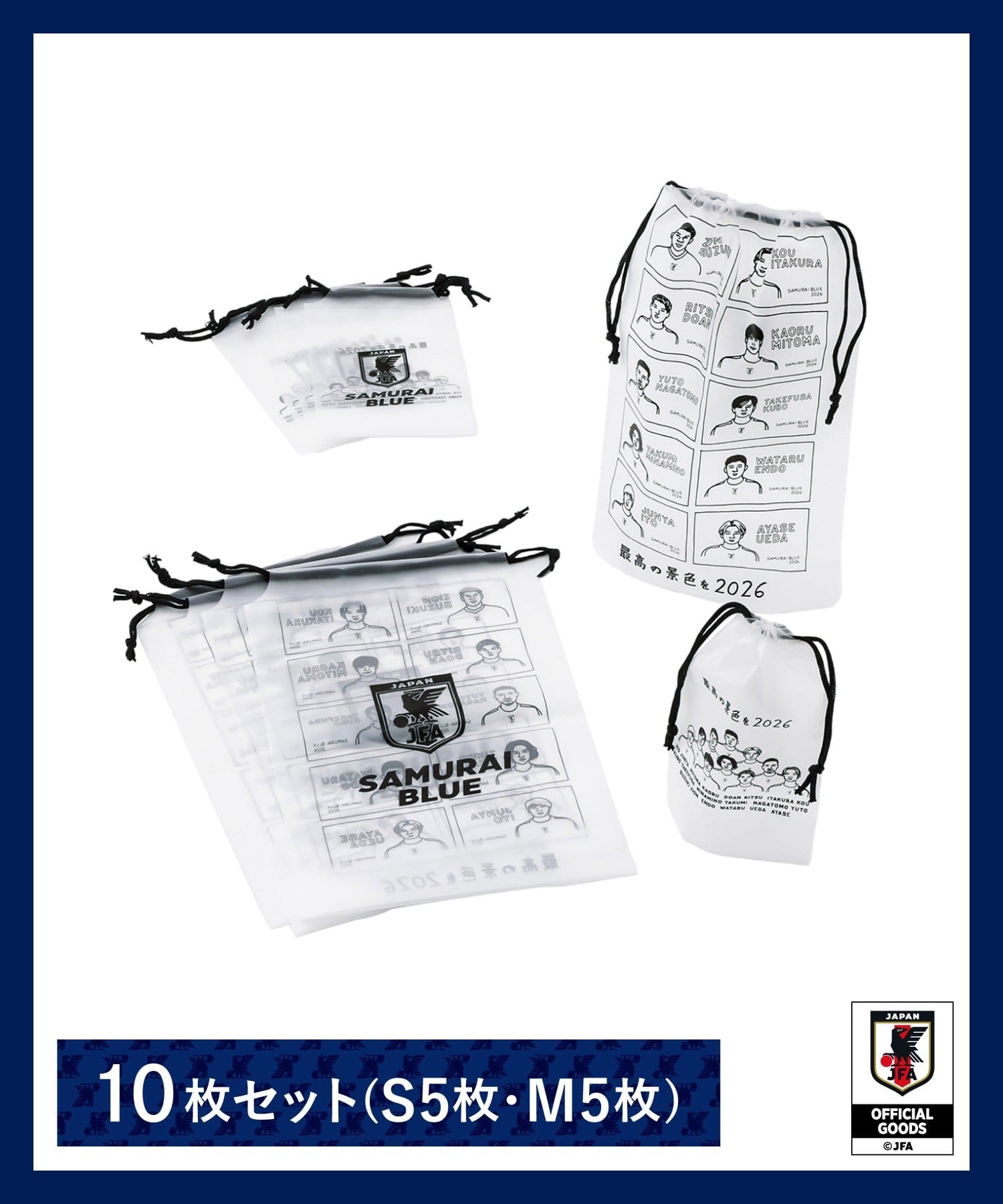 3COINS(スリーコインズ) 半透明巾着サッカー日本代表ver.