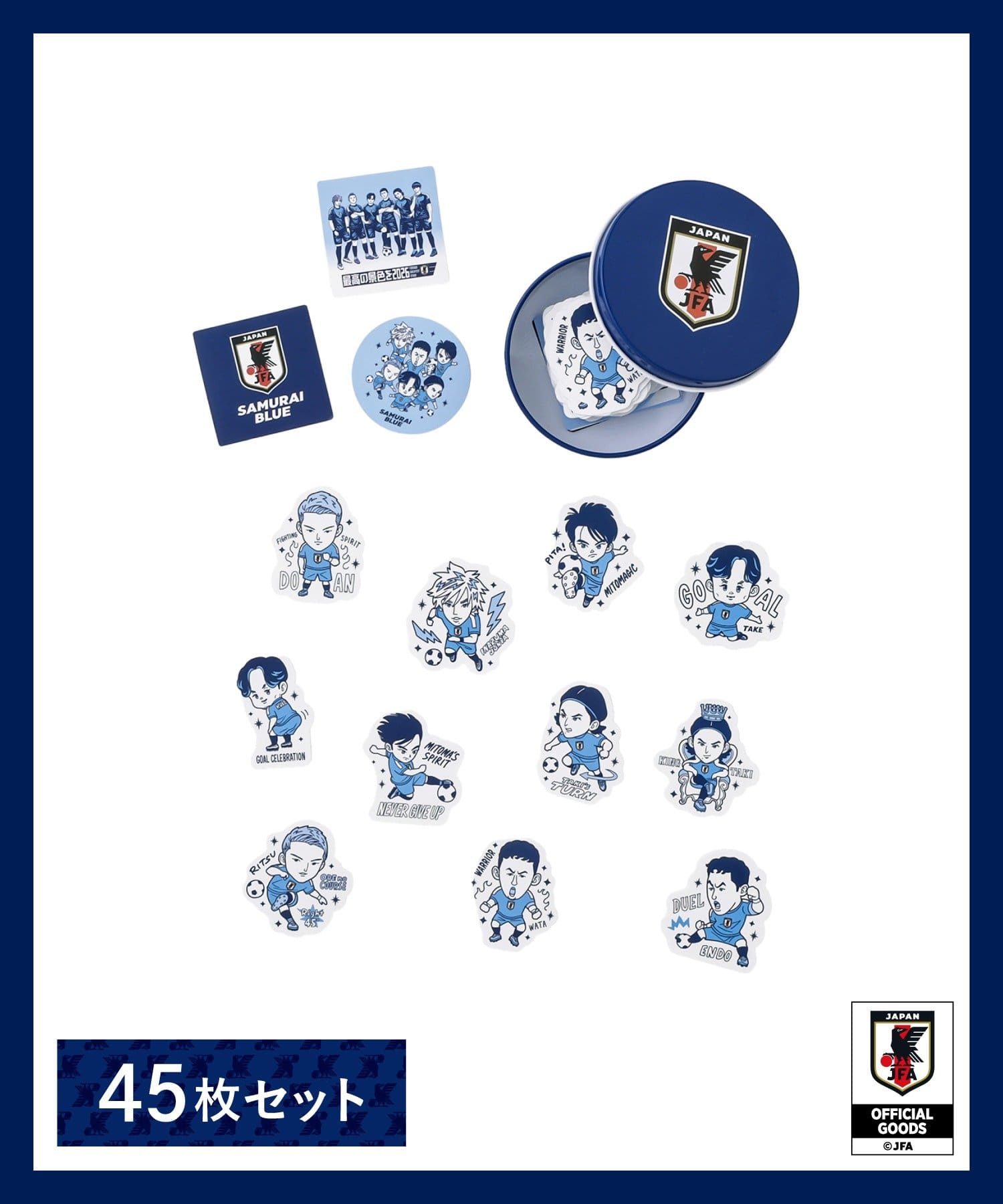 3COINS(スリーコインズ) 缶入りステッカーサッカー日本代表ver.