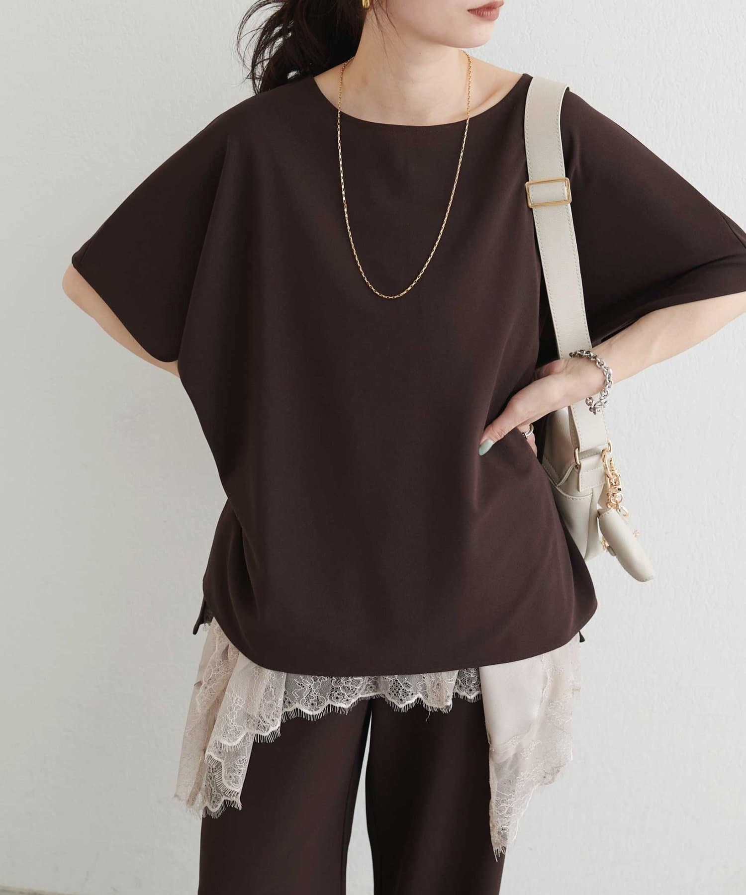 LARUTA(ラルータ) カットジョーゼットショルダープルオーバー