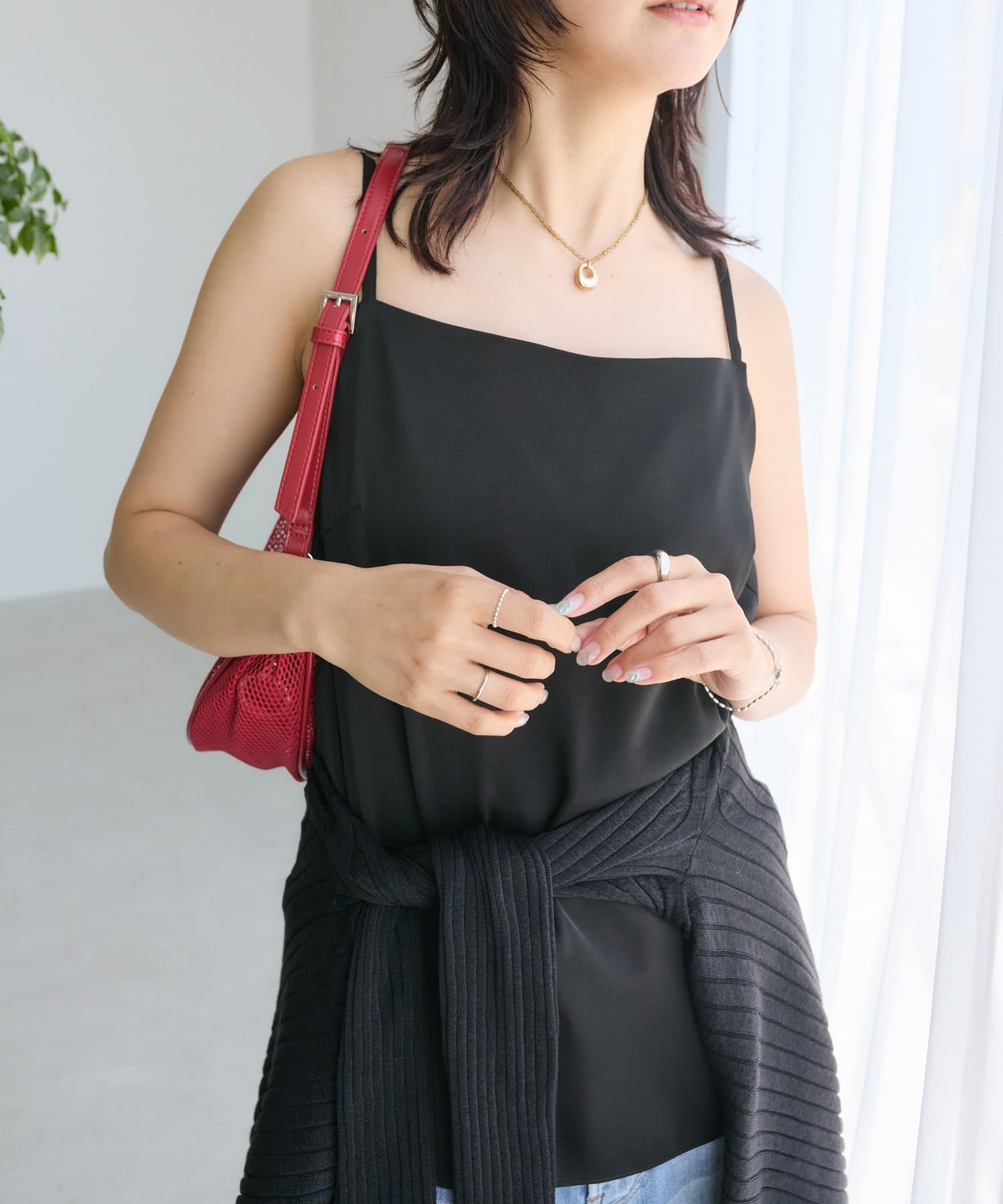 RIVE DROITE(リヴドロワ) 予約【セットアップ着用可能/接触冷感/吸水速乾/紫外線防止/防シワ性】サテンキャミソール