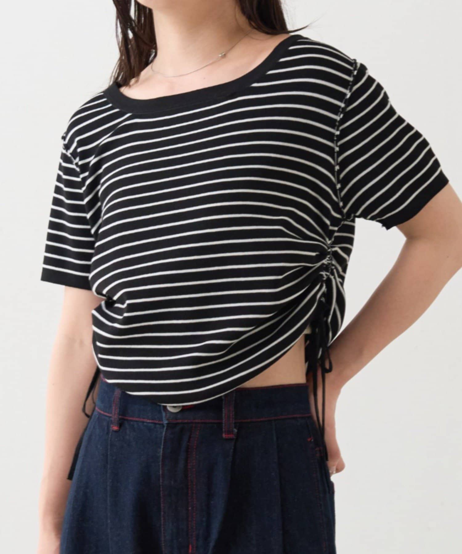 Kastane(カスタネ) B ニットボーダーリボンTEE