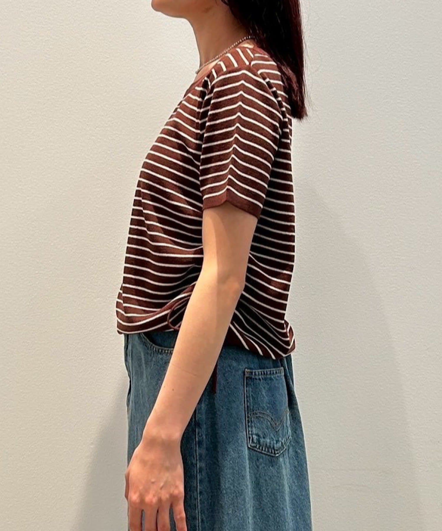 Kastane(カスタネ) B ニットボーダーリボンTEE