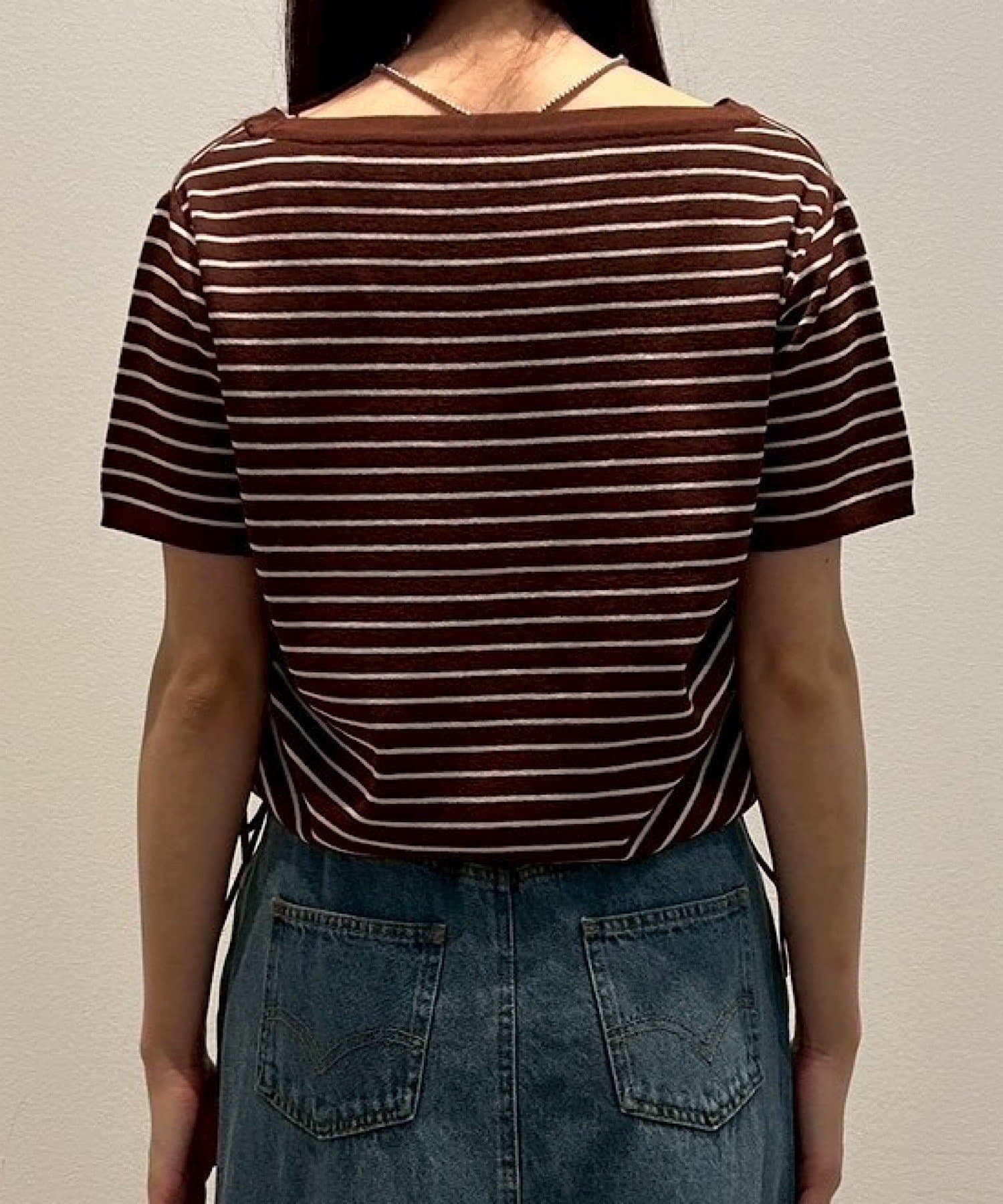 Kastane(カスタネ) B ニットボーダーリボンTEE