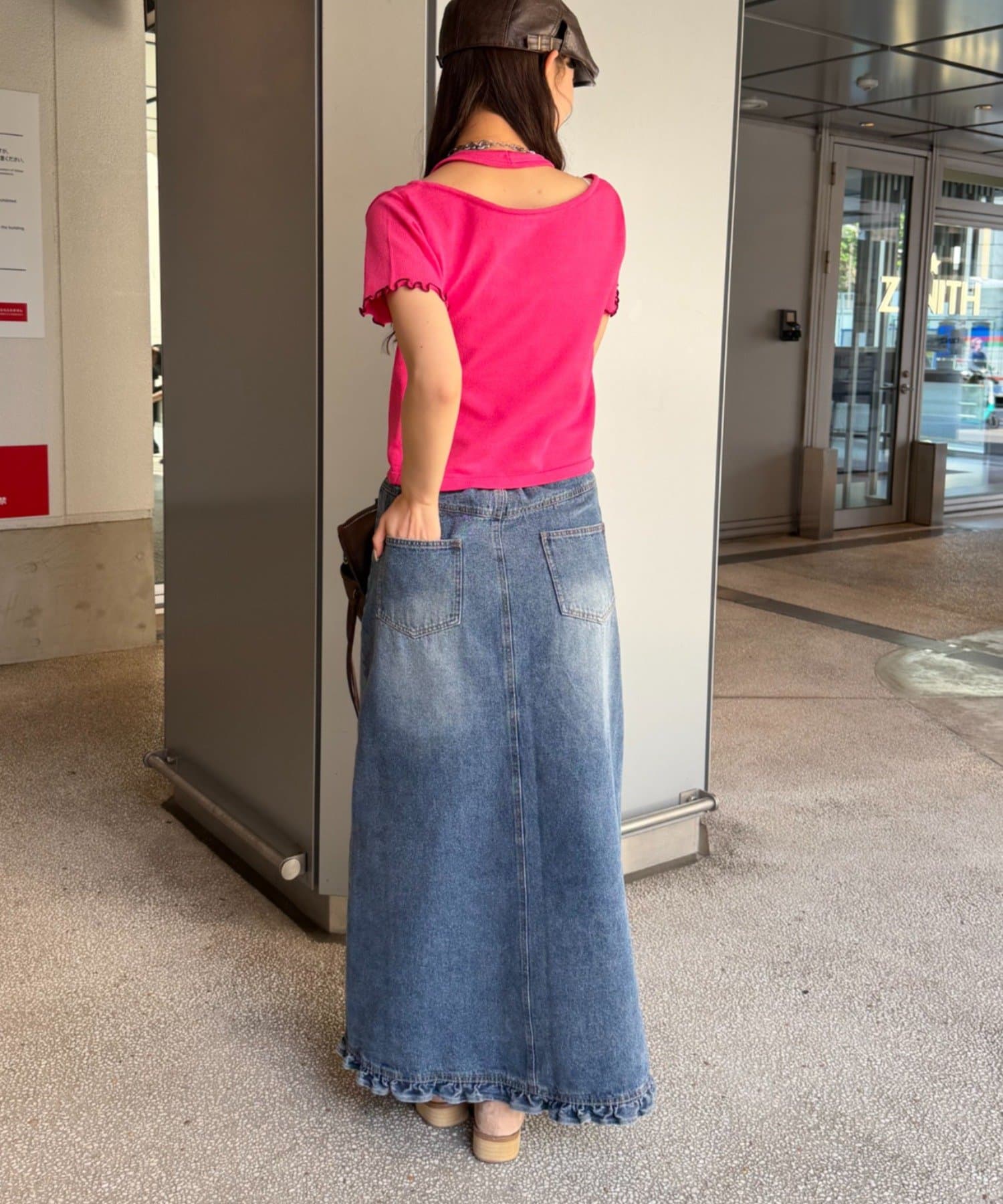 w closet(ダブルクローゼット) 【5色展開】ホルタードッキングレイヤードニットT