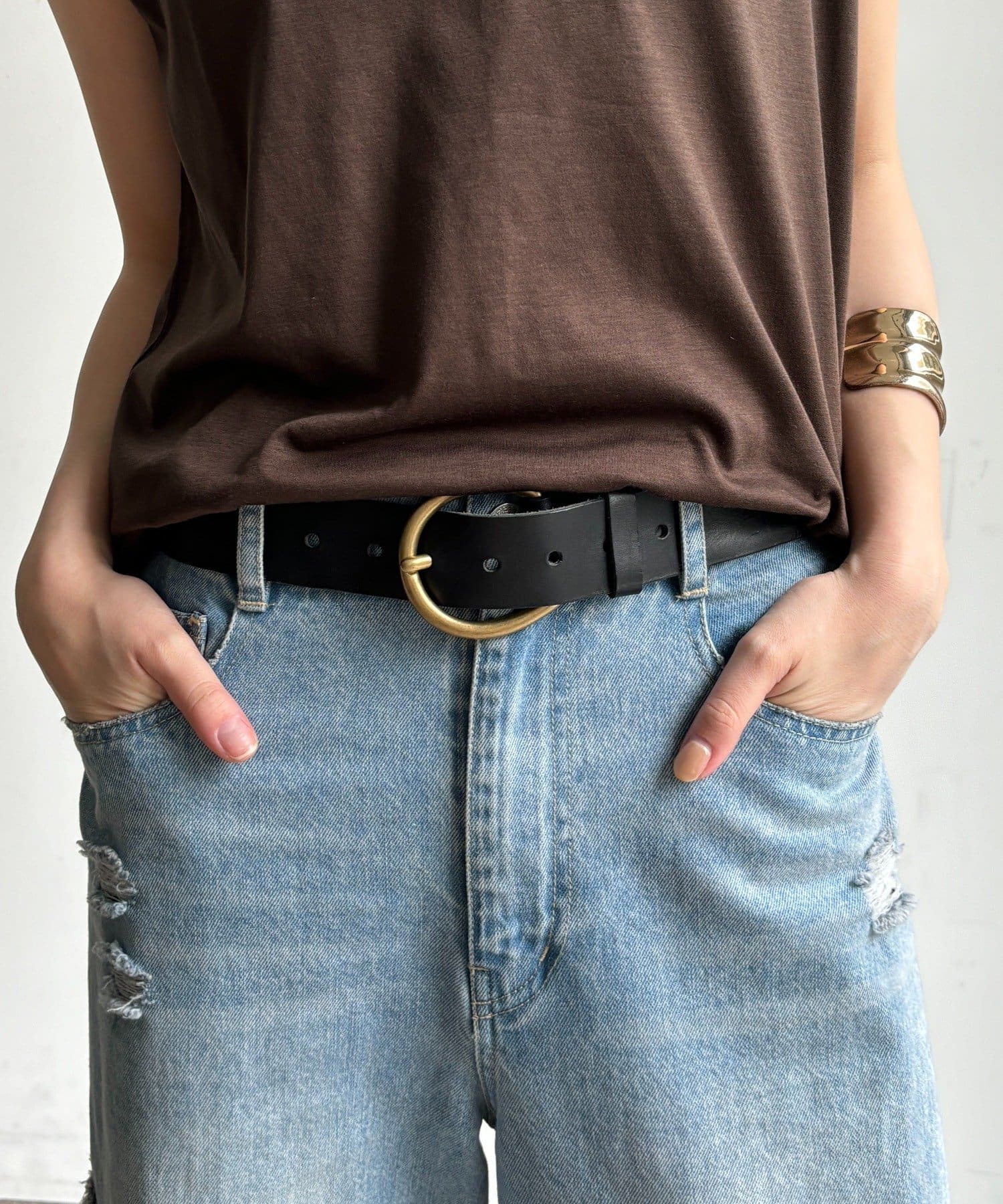 DOUDOU(ドゥドゥ) ウォッシュレザーベルト