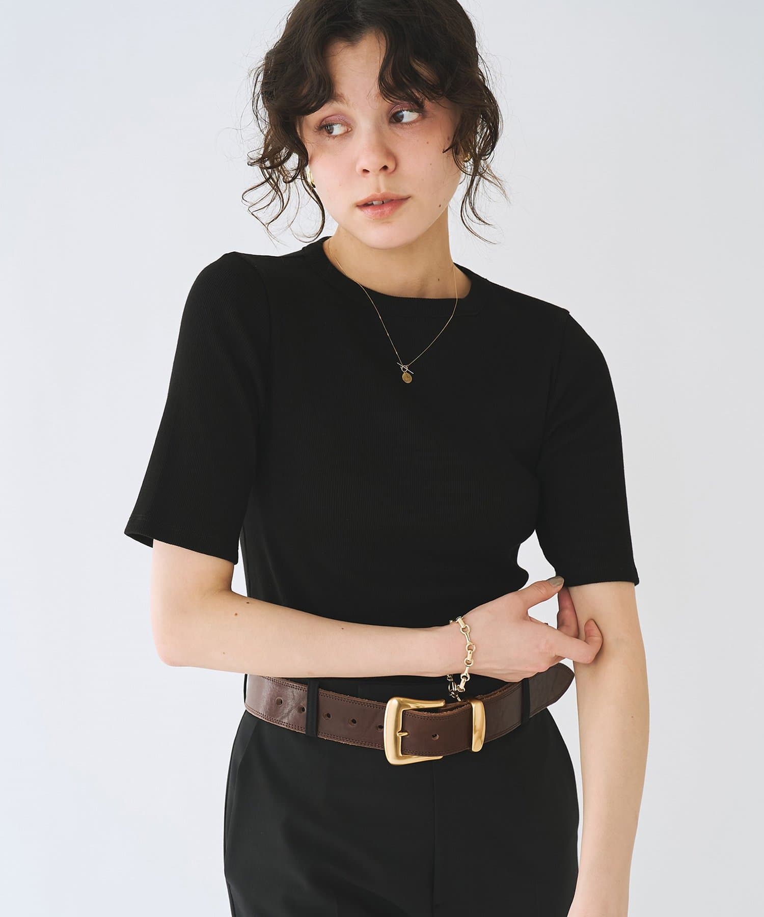 Whim Gazette(ウィム ガゼット) 半袖クルーネックテレコカットソー