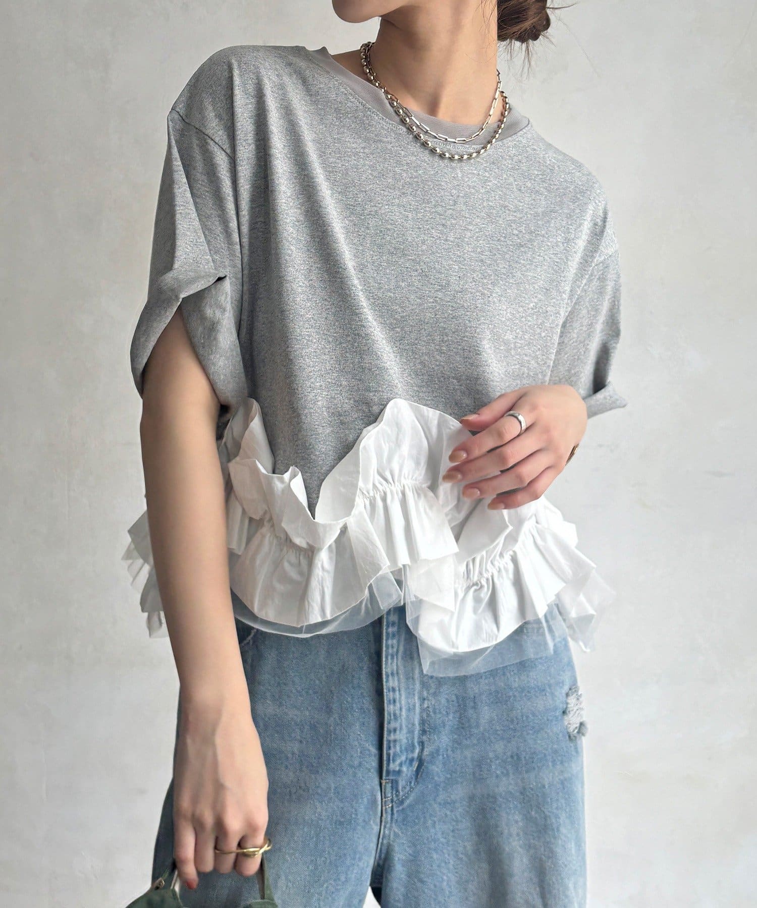 DOUDOU(ドゥドゥ) 【WEB限定】裾フリルTEE