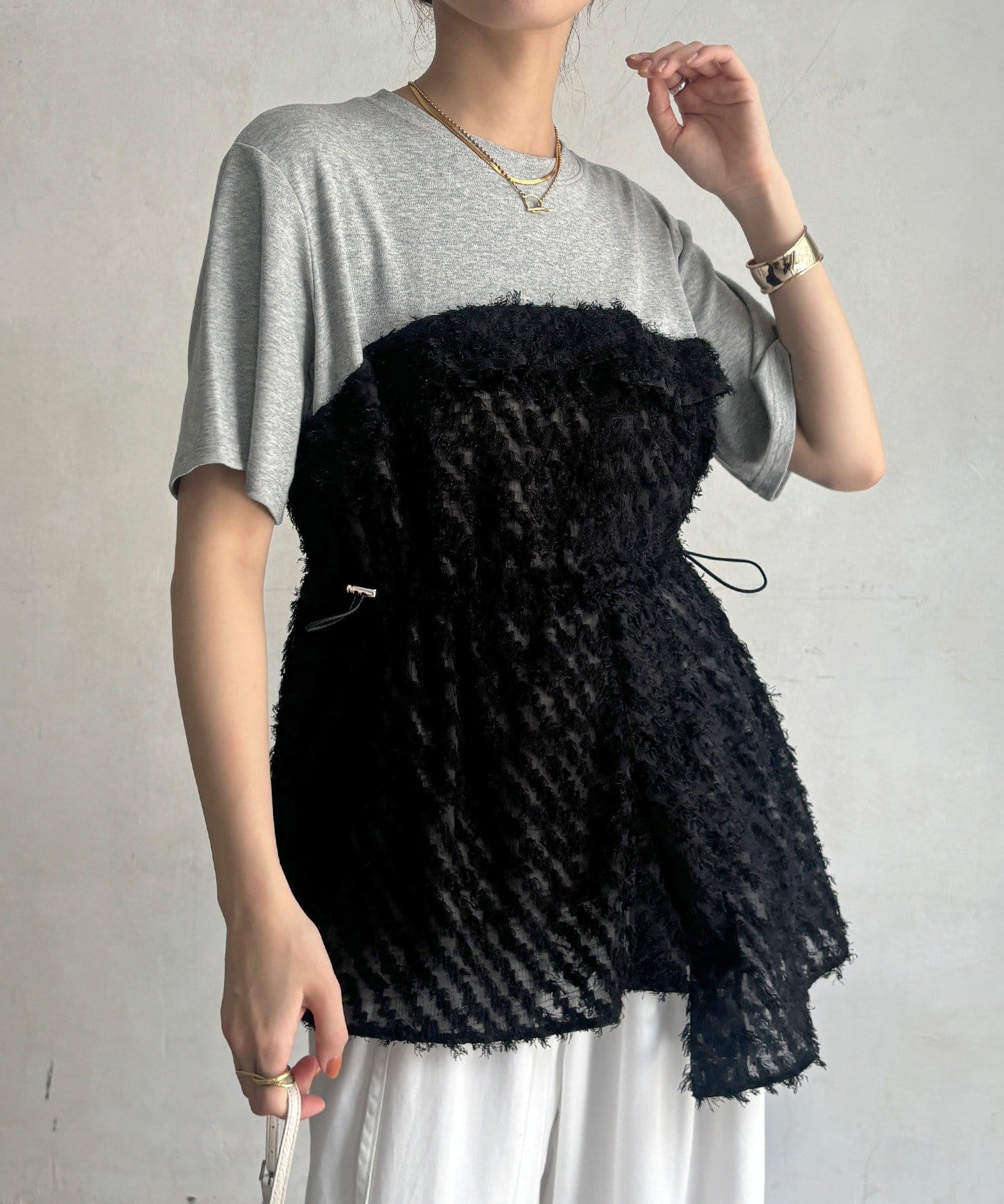 DOUDOU(ドゥドゥ) 【WEB限定】レイヤード風ビスチェTEE