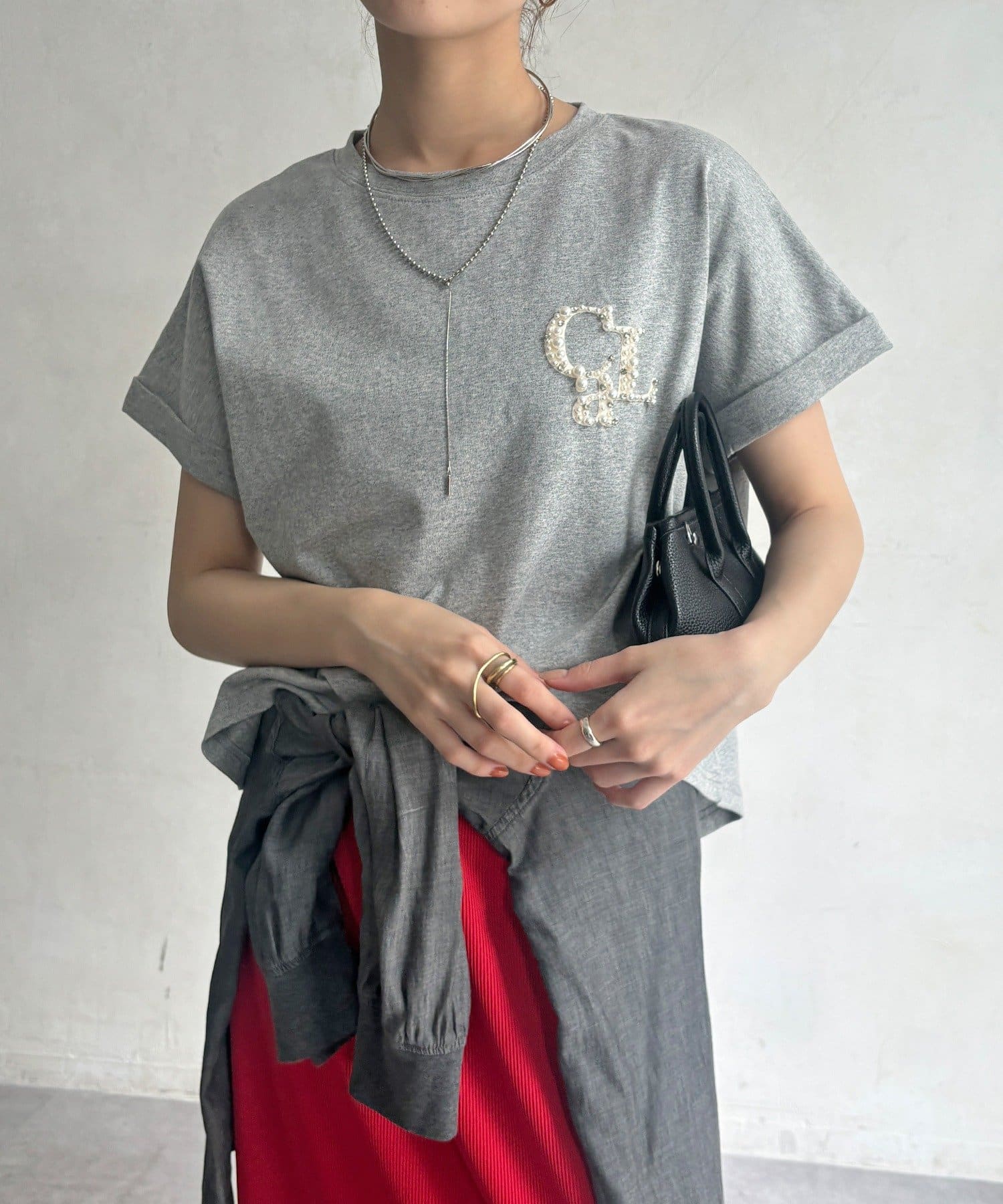 DOUDOU(ドゥドゥ) 【WEB限定】ワンポイントビジューTEE