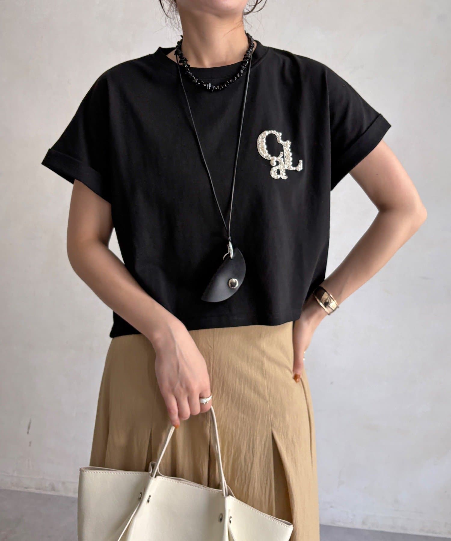 DOUDOU(ドゥドゥ) 【WEB限定】ワンポイントビジューTEE