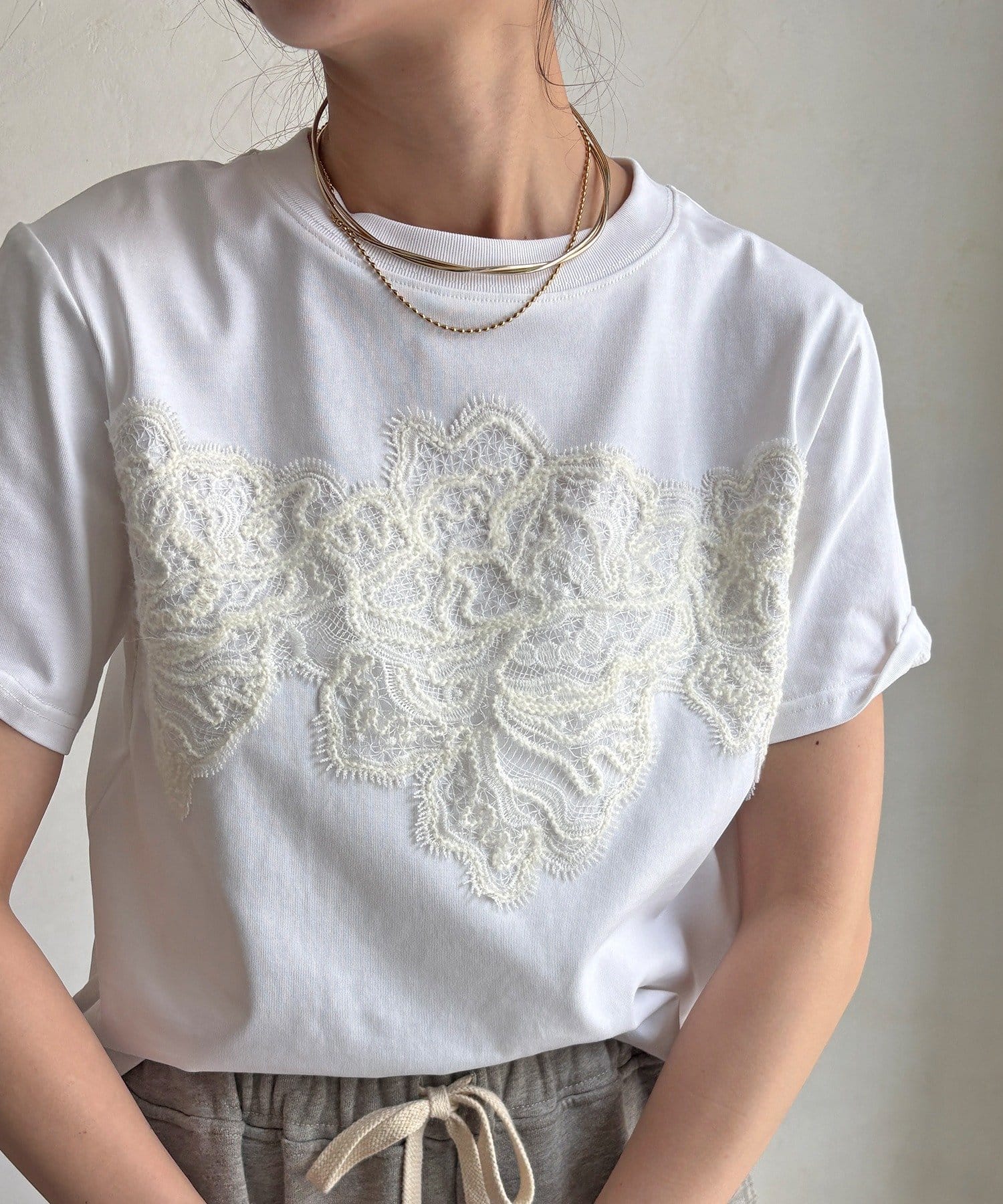 DOUDOU(ドゥドゥ) レースドッキングTEE