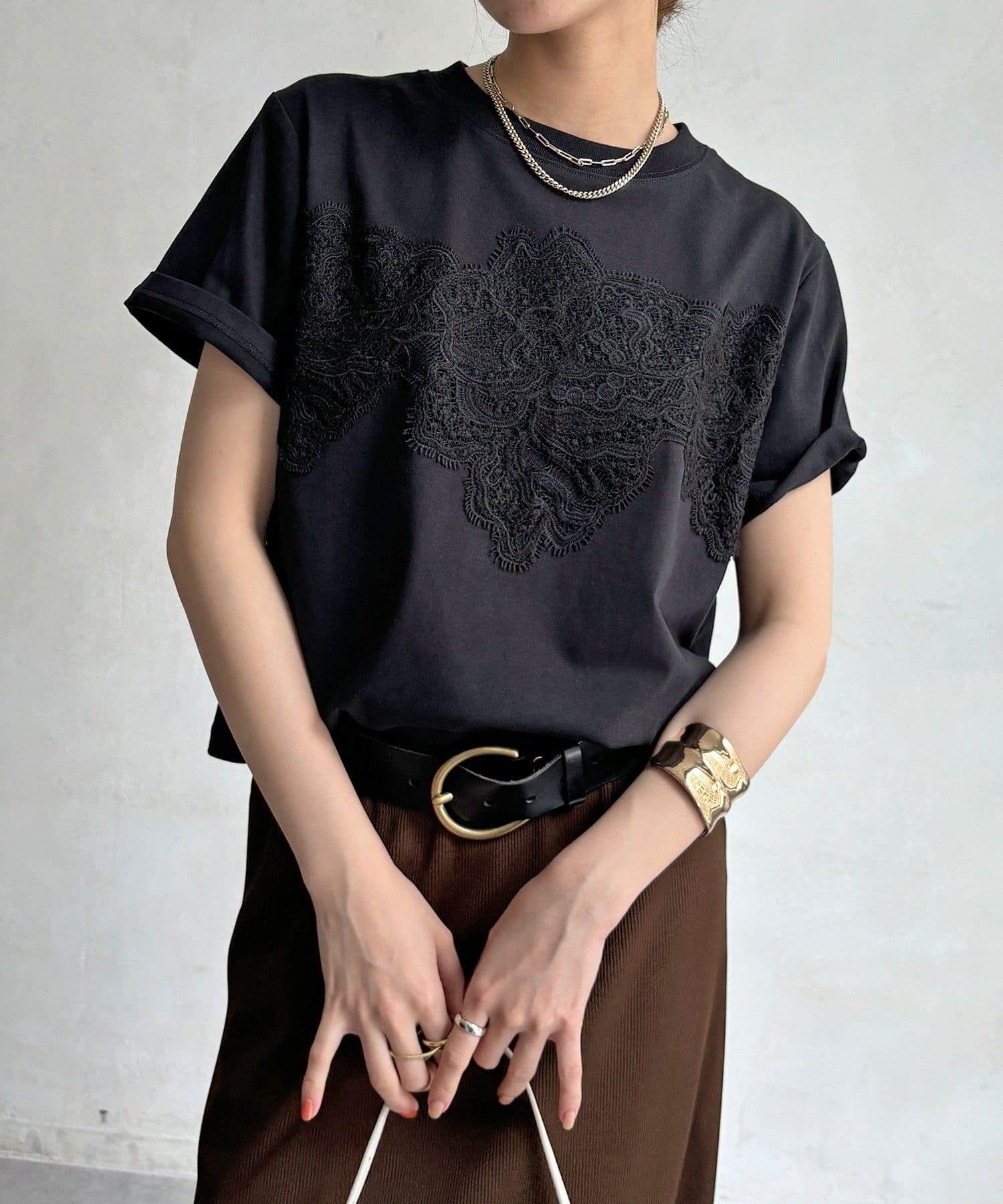 DOUDOU(ドゥドゥ) レースドッキングTEE