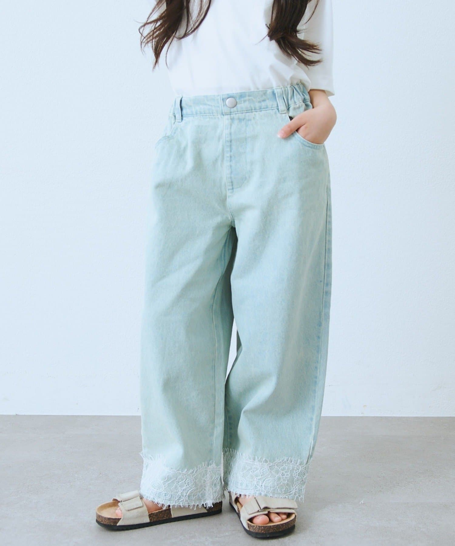 CIAOPANIC TYPY(チャオパニックティピー) 【KIDS】裾レース切替ワイドデニム