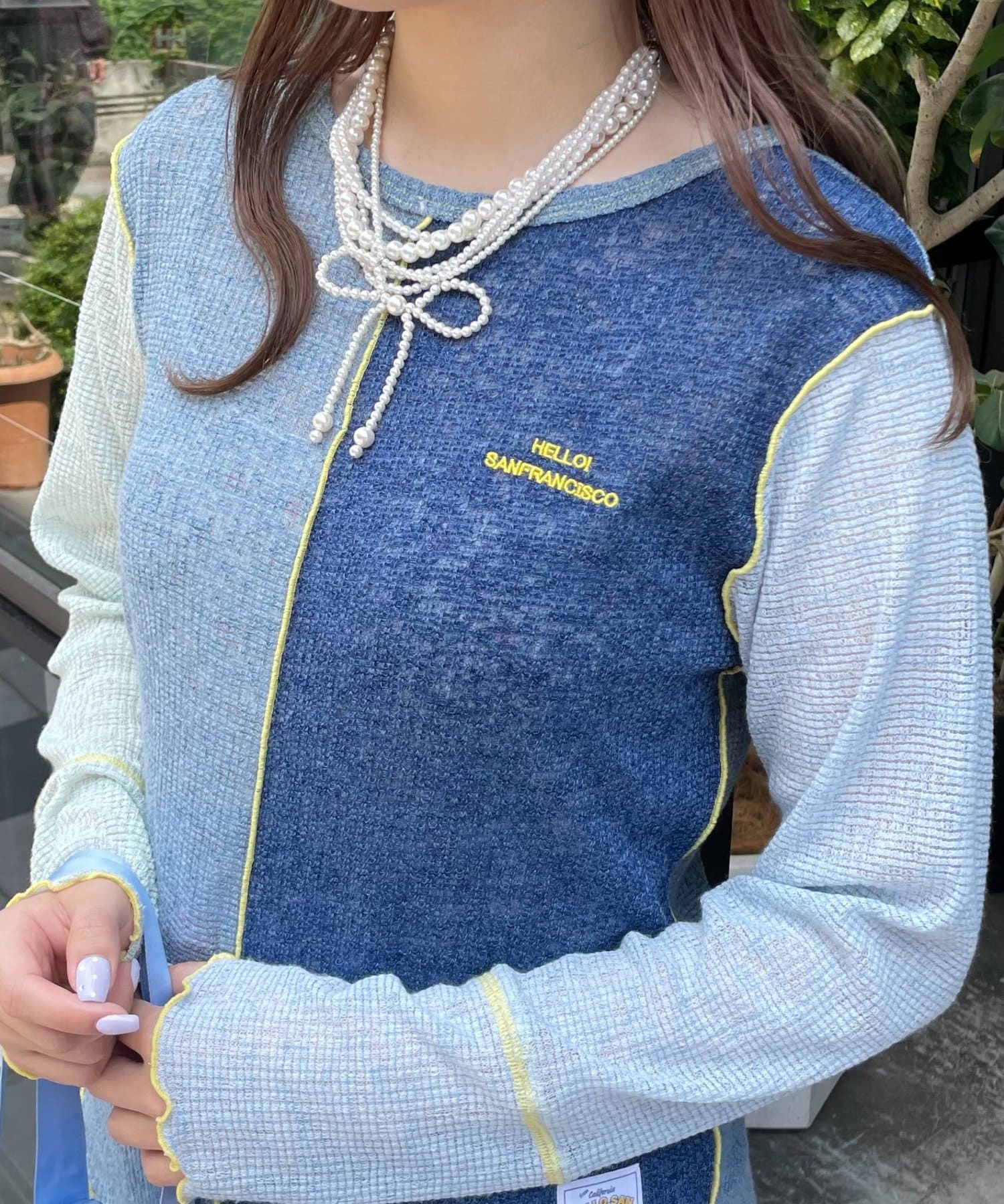 CIAOPANIC TYPY(チャオパニックティピー) 【HELLO.SANFRANCISCO/ハローサンフランシスコ】配色切替ポコポコメロウTEE
