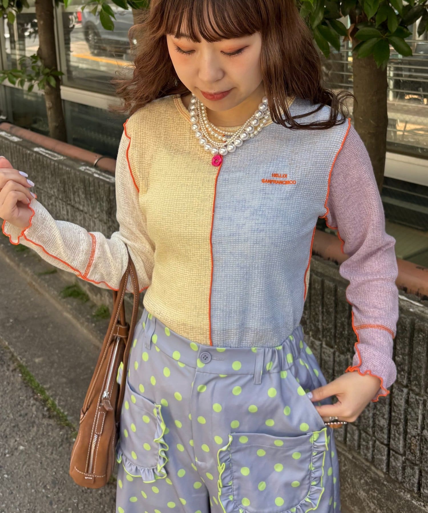 CIAOPANIC TYPY(チャオパニックティピー) 【HELLO.SANFRANCISCO/ハローサンフランシスコ】配色切替ポコポコメロウTEE