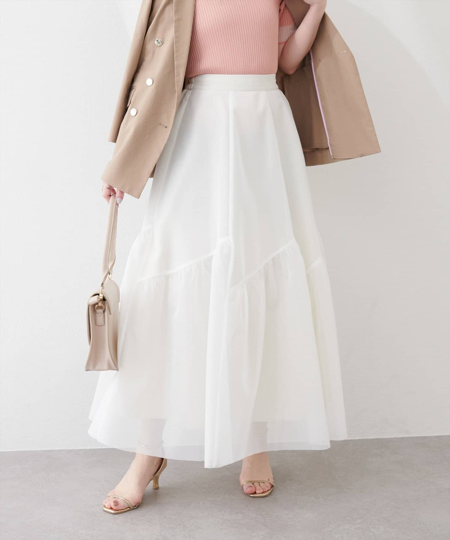 natural couture(ナチュラルクチュール) エアリーメッシュヘムスカート