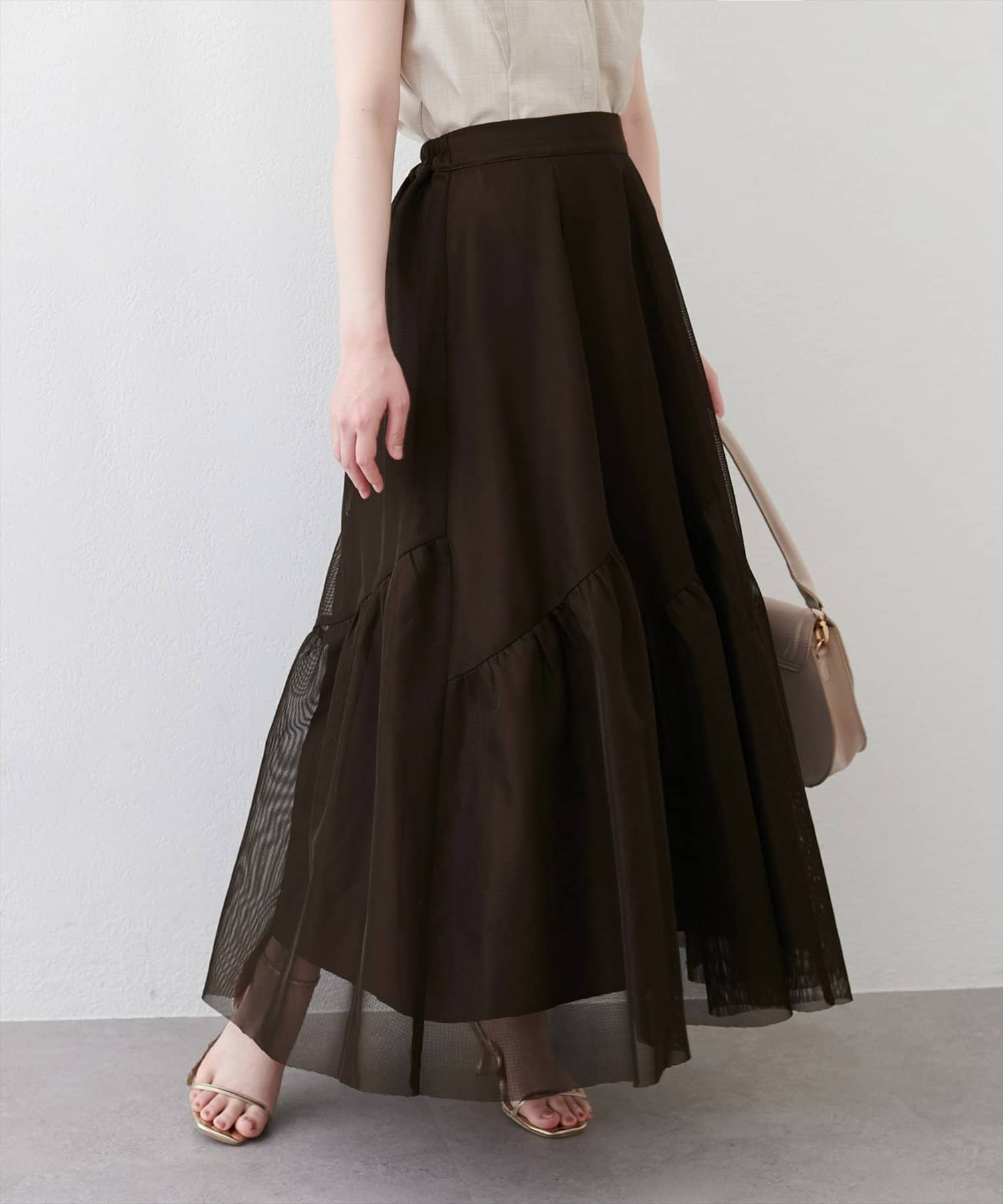 natural couture(ナチュラルクチュール) エアリーメッシュヘムスカート