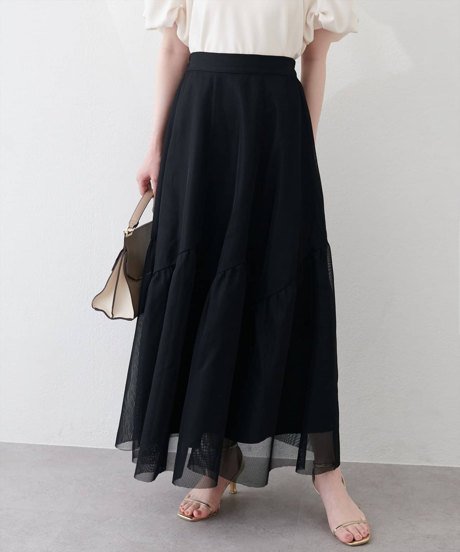 natural couture(ナチュラルクチュール) エアリーメッシュヘムスカート