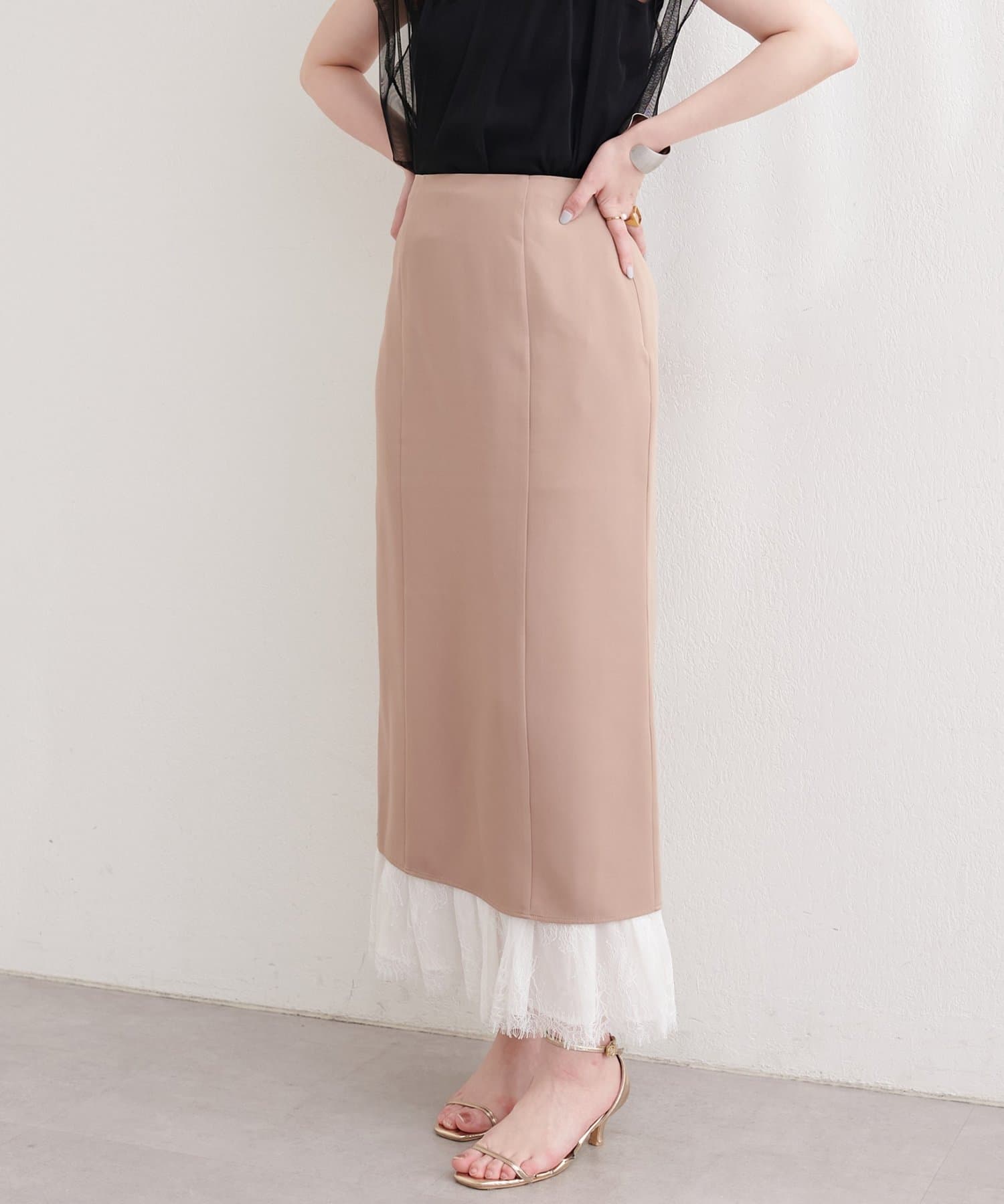 natural couture(ナチュラルクチュール) レースレイヤードスカート