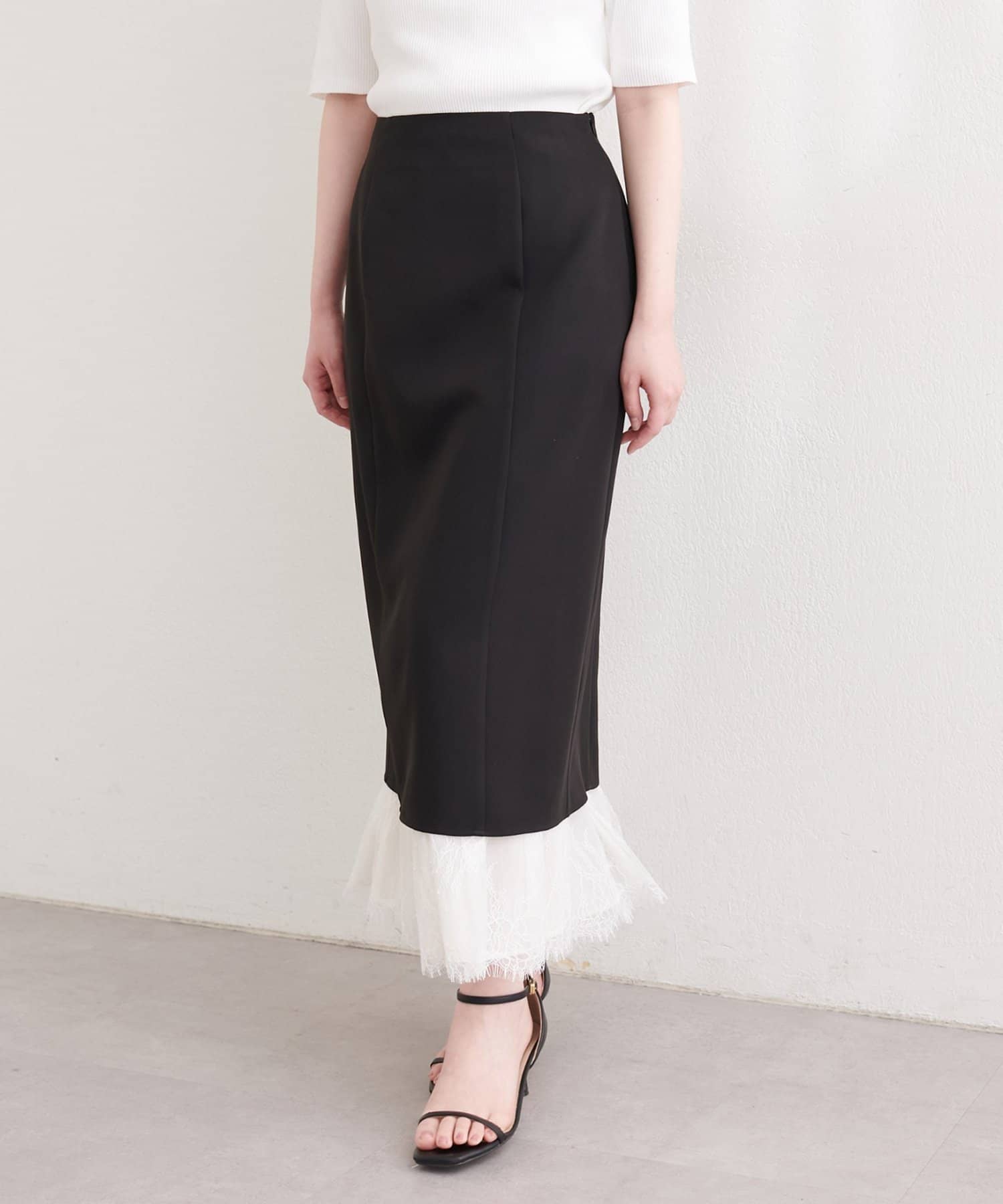 natural couture(ナチュラルクチュール) レースレイヤードスカート