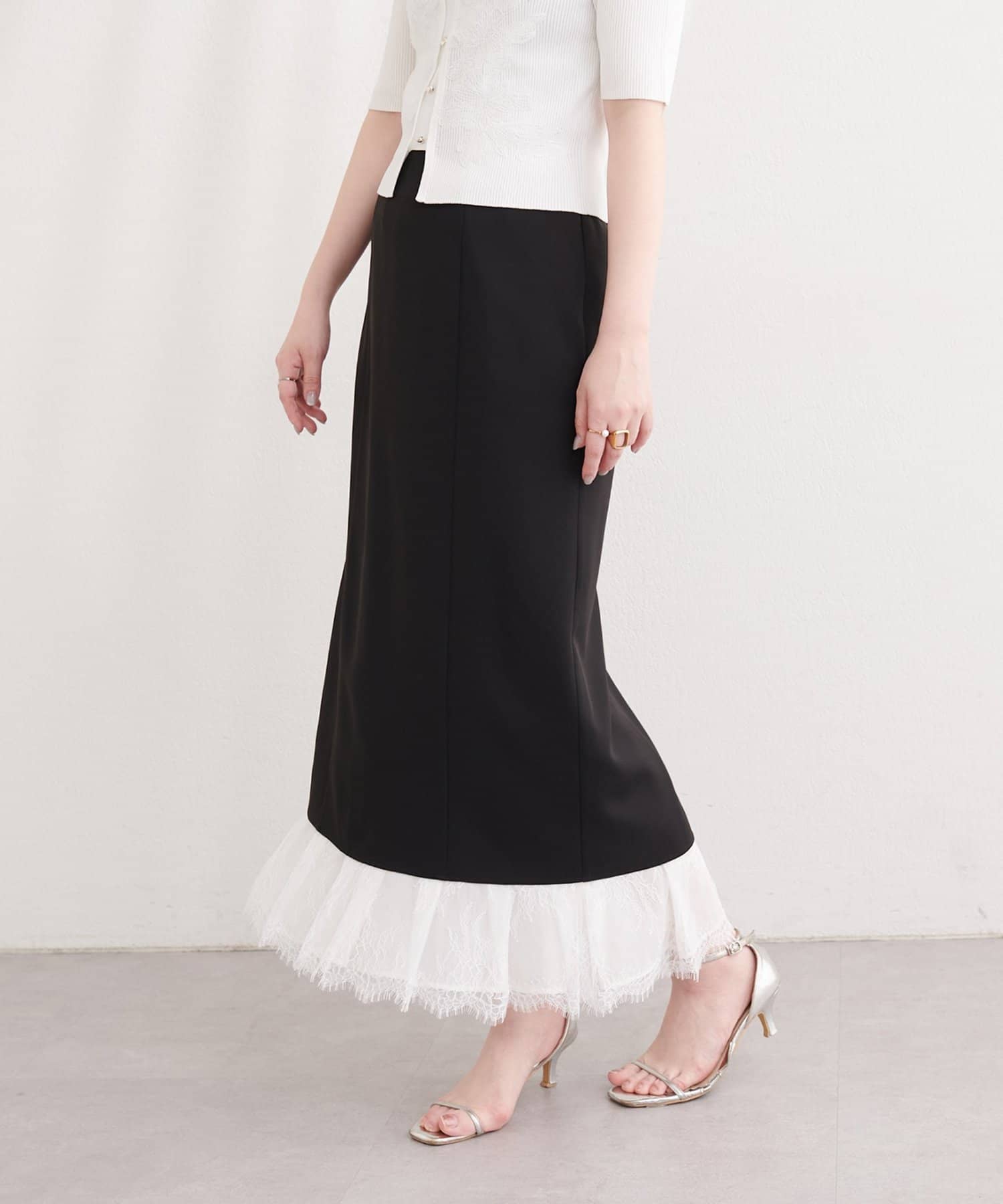 natural couture(ナチュラルクチュール) レースレイヤードスカート